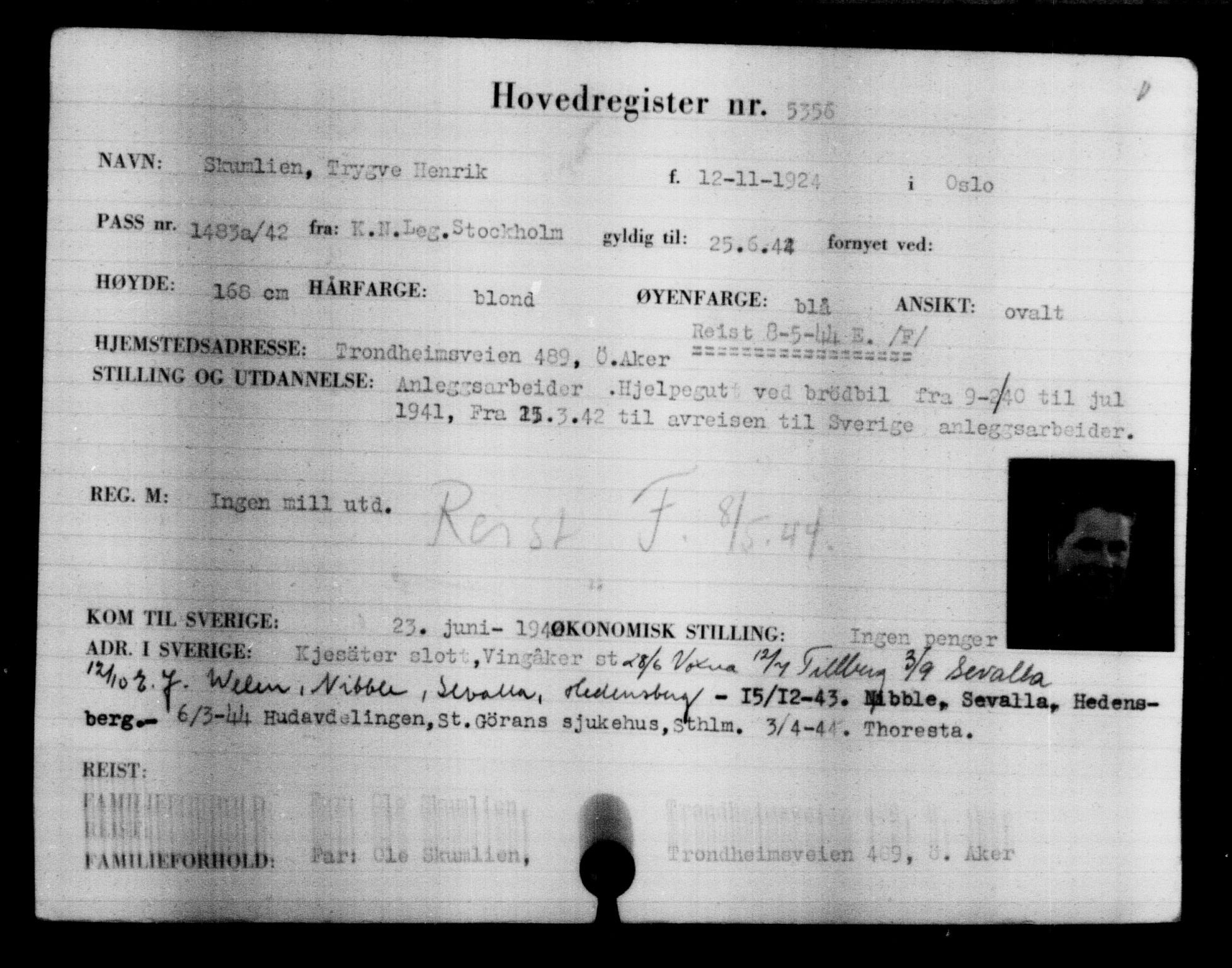 Den Kgl. Norske Legasjons Flyktningskontor, RA/S-6753/V/Va/L0004: Kjesäterkartoteket.  Flyktningenr. 3496-6610, 1940-1945, p. 2145