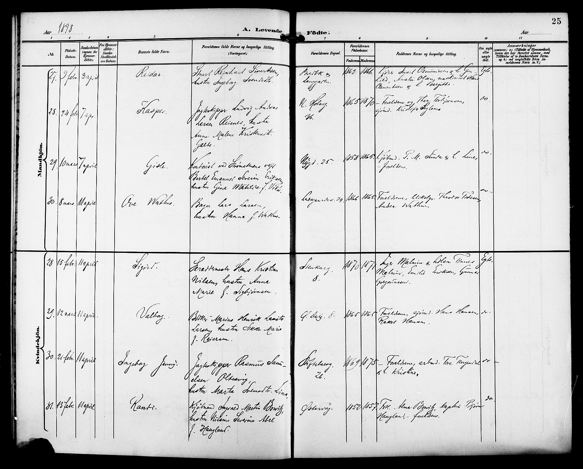 St. Petri sokneprestkontor, AV/SAST-A-101813/001/30/30BB/L0008: Parish register (copy) no. B 8, 1897-1905, p. 25