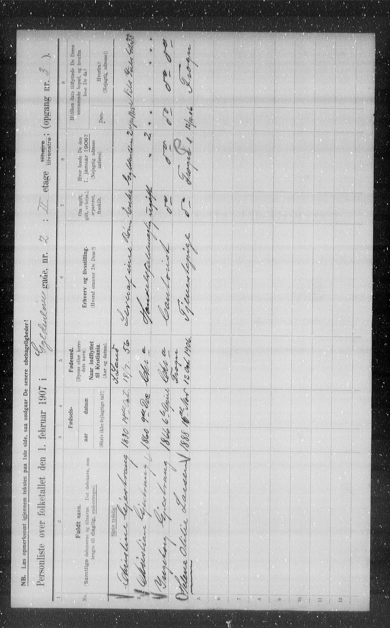 OBA, Municipal Census 1907 for Kristiania, 1907, p. 16642