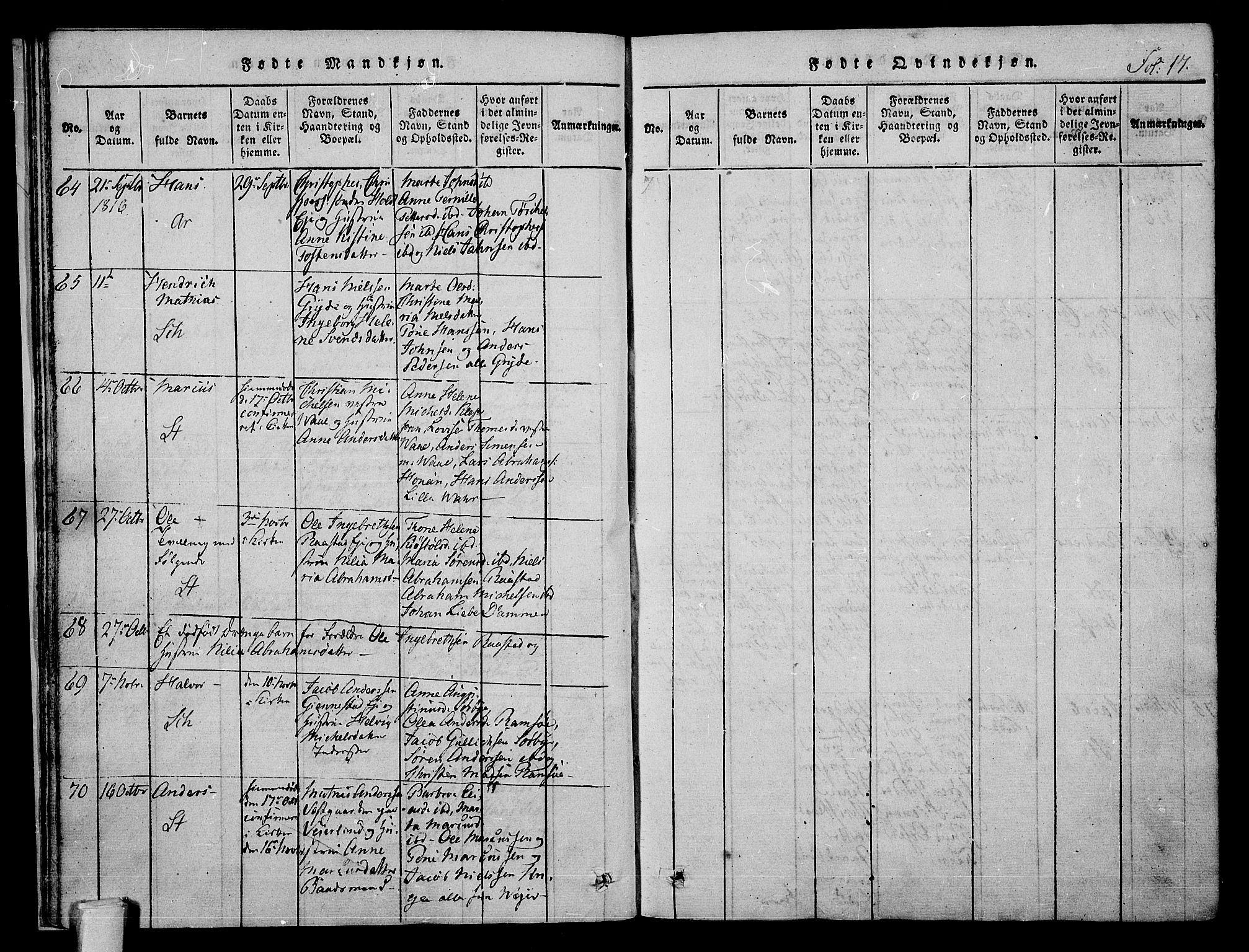 Stokke kirkebøker, AV/SAKO-A-320/F/Fa/L0005: Parish register (official) no. I 5, 1815-1826, p. 17