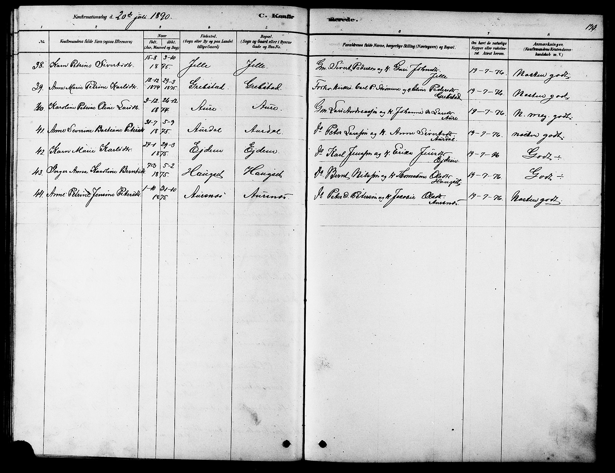 Ministerialprotokoller, klokkerbøker og fødselsregistre - Møre og Romsdal, AV/SAT-A-1454/523/L0339: Parish register (copy) no. 523C02, 1878-1891, p. 139