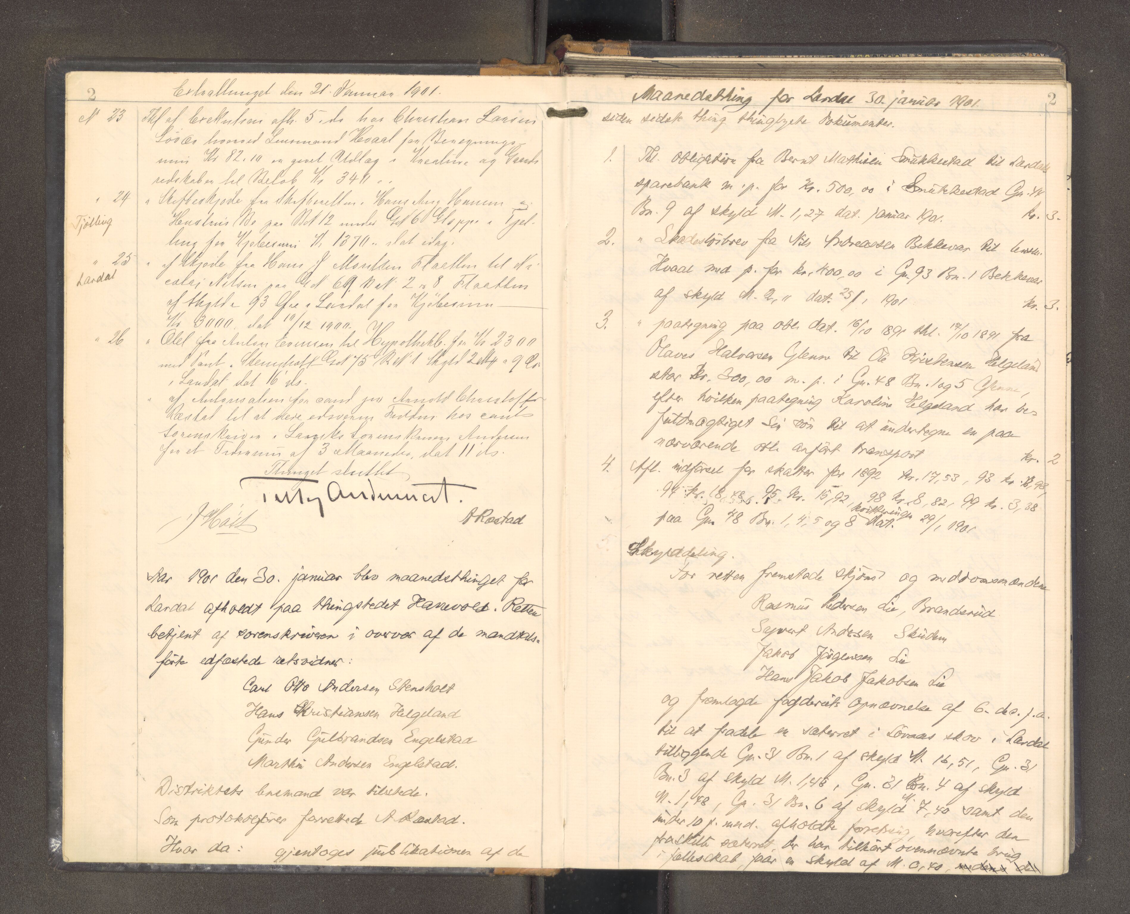 Larvik sorenskriveri, AV/SAKO-A-83/F/Fa/L0055: Tingbok, 1901-1902, p. 2