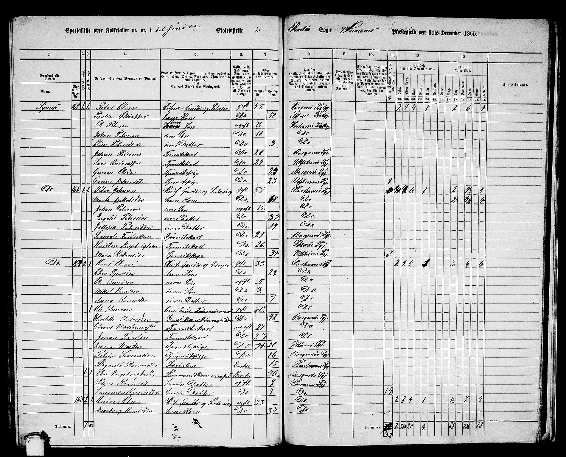 RA, 1865 census for Haram, 1865, p. 81