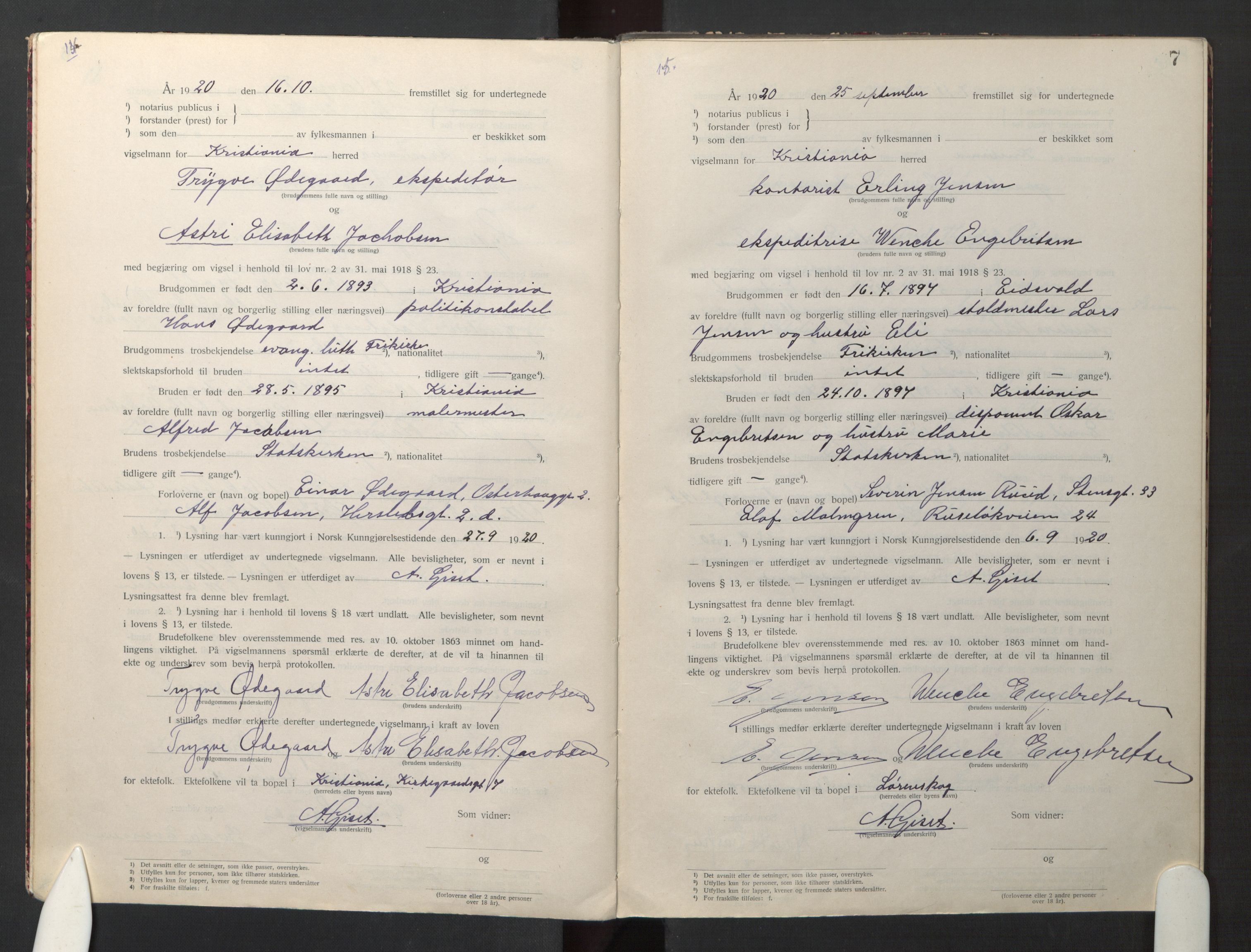 Den evangelisk-lutherske frikirke østre menighet, Oslo, AV/SAO-PAO-0245/F/L0005: Dissenter register no. 5, 1920-1941, p. 7