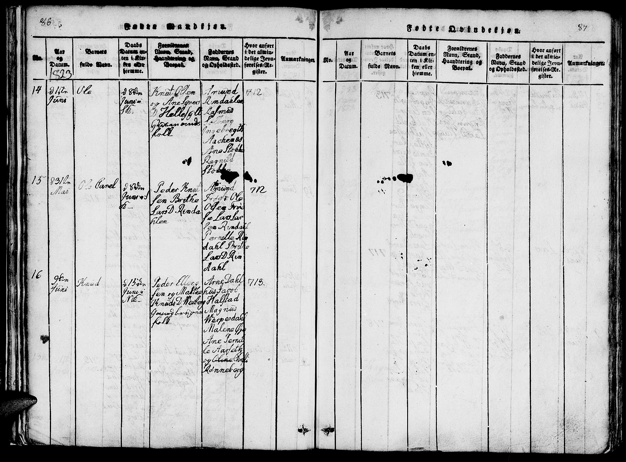 Ministerialprotokoller, klokkerbøker og fødselsregistre - Møre og Romsdal, SAT/A-1454/519/L0260: Parish register (copy) no. 519C01, 1817-1829, p. 86-87