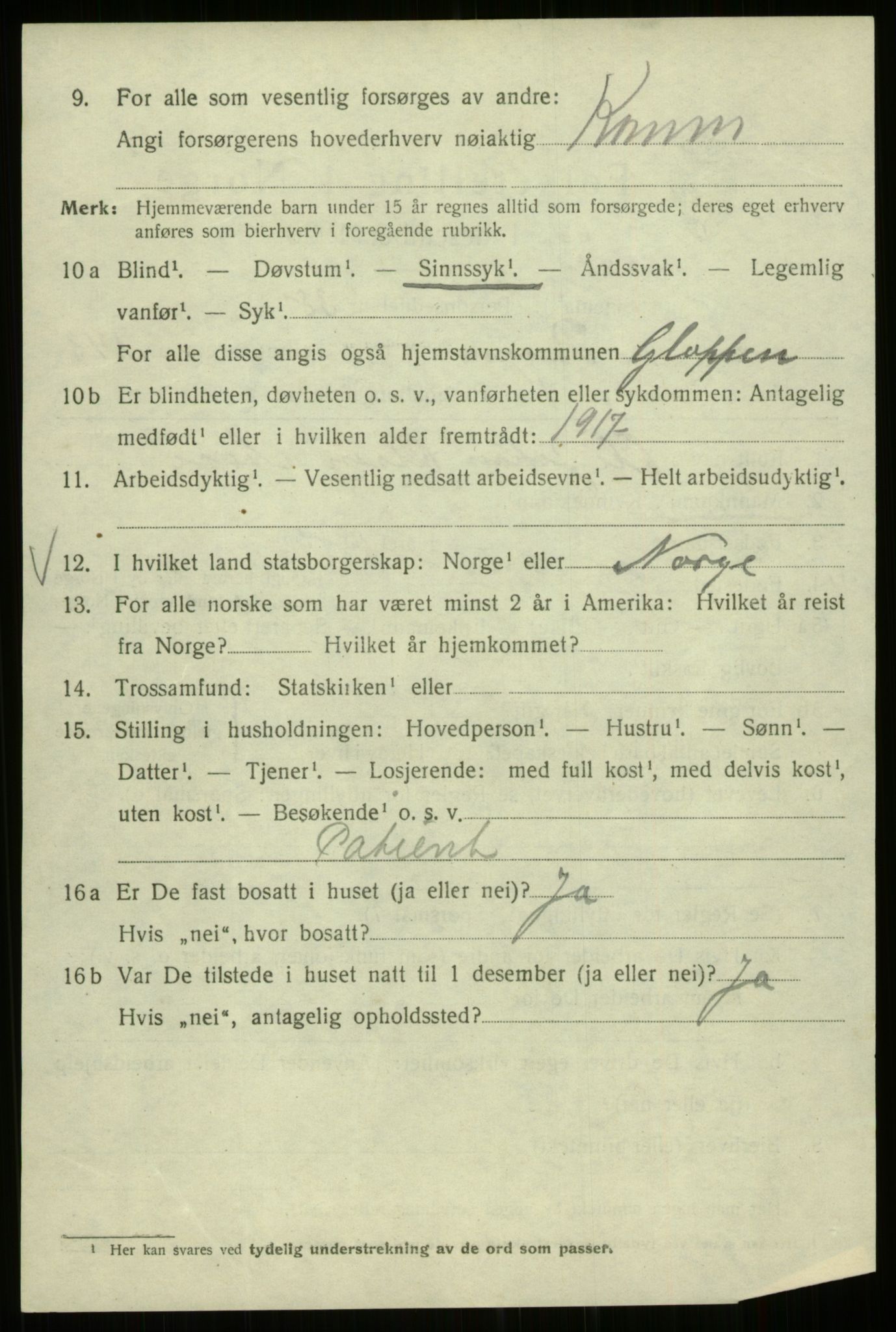 SAB, 1920 census for Bergen, 1920, p. 237931