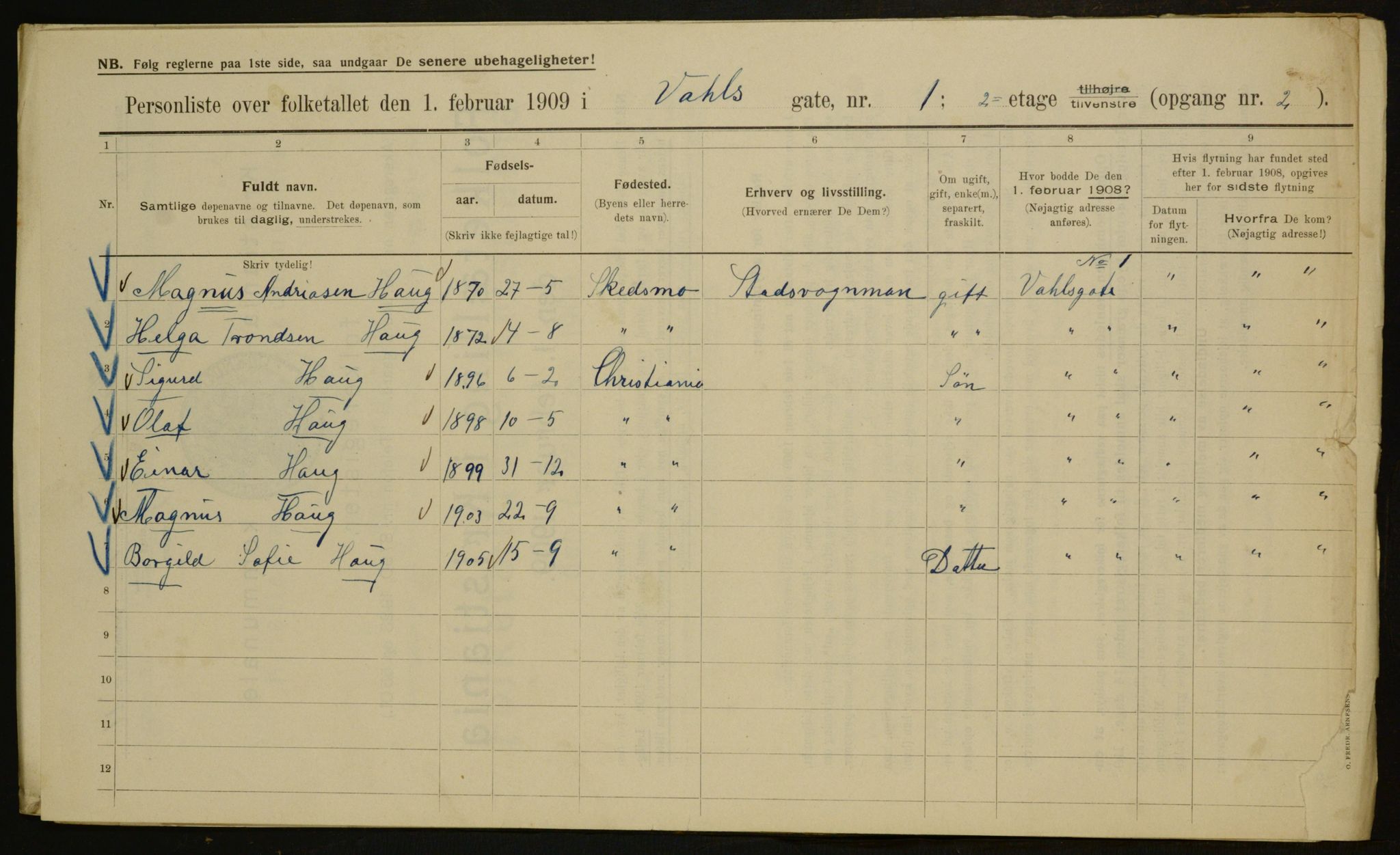 OBA, Municipal Census 1909 for Kristiania, 1909, p. 110149