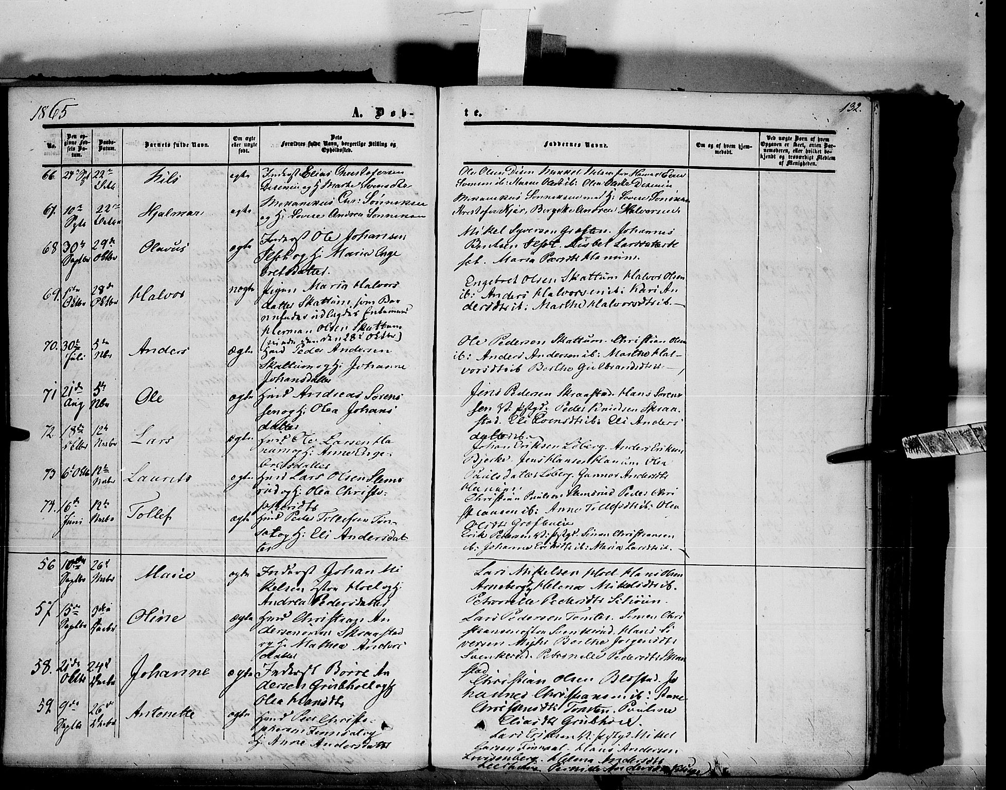 Vang prestekontor, Hedmark, AV/SAH-PREST-008/H/Ha/Haa/L0012: Parish register (official) no. 12, 1855-1870, p. 132