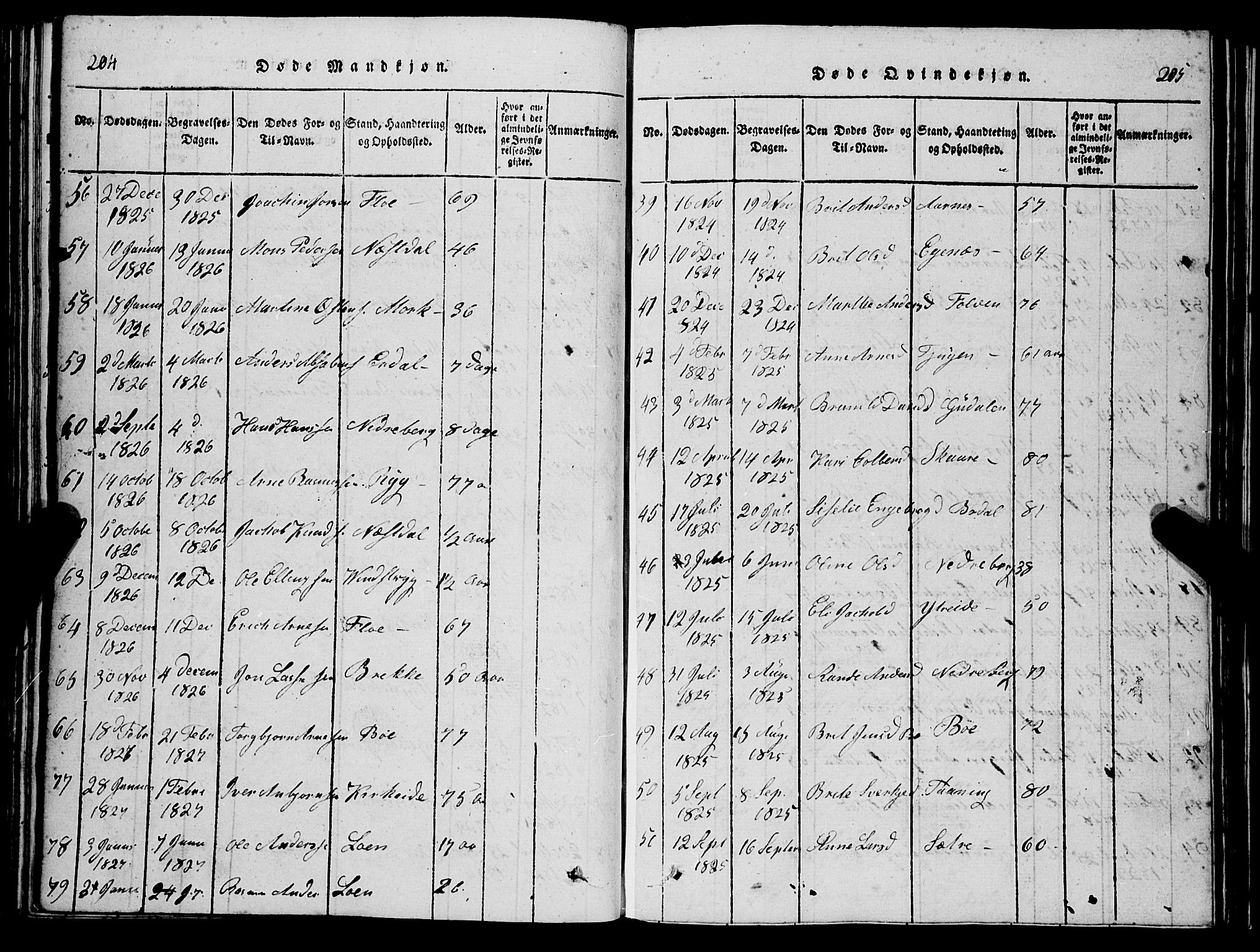 Stryn Sokneprestembete, AV/SAB-A-82501: Parish register (copy) no. C 1, 1801-1845, p. 204-205