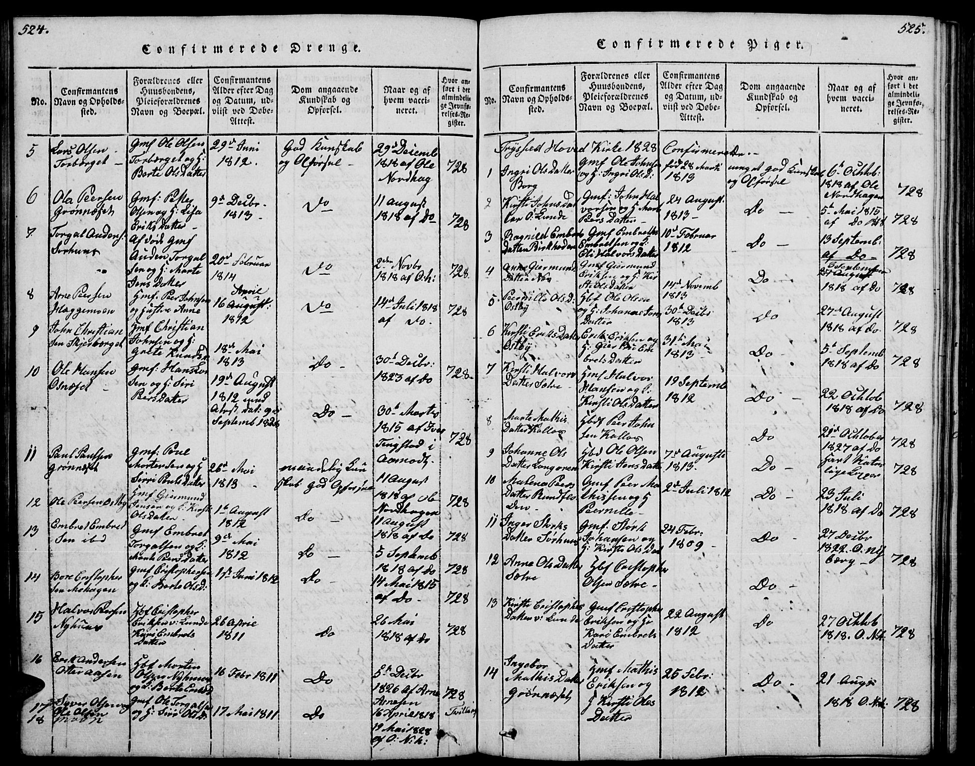 Trysil prestekontor, AV/SAH-PREST-046/H/Ha/Hab/L0004: Parish register (copy) no. 4, 1814-1841, p. 524-525