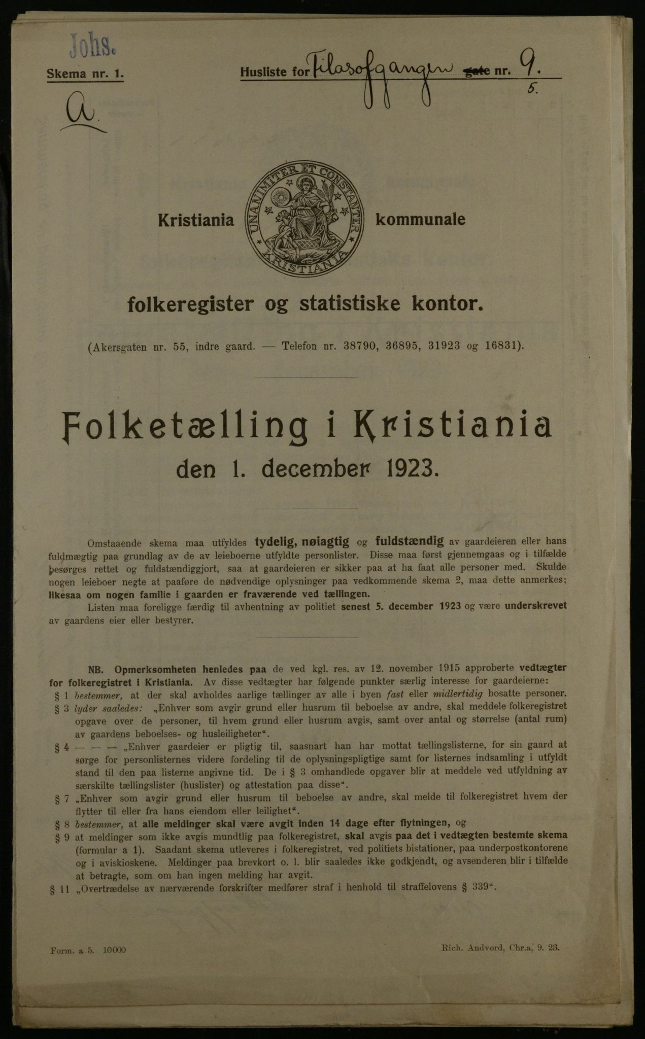OBA, Municipal Census 1923 for Kristiania, 1923, p. 27353
