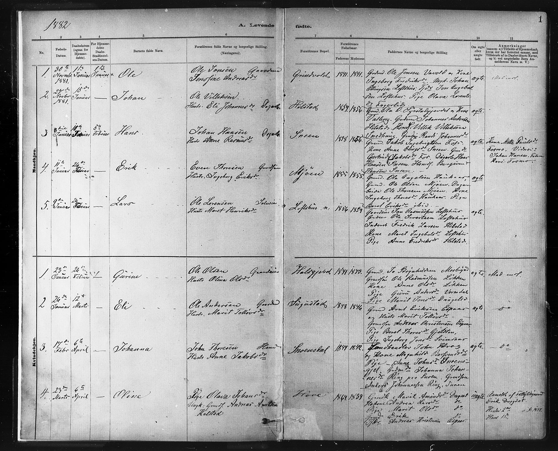 Ministerialprotokoller, klokkerbøker og fødselsregistre - Sør-Trøndelag, SAT/A-1456/672/L0857: Parish register (official) no. 672A09, 1882-1893, p. 1