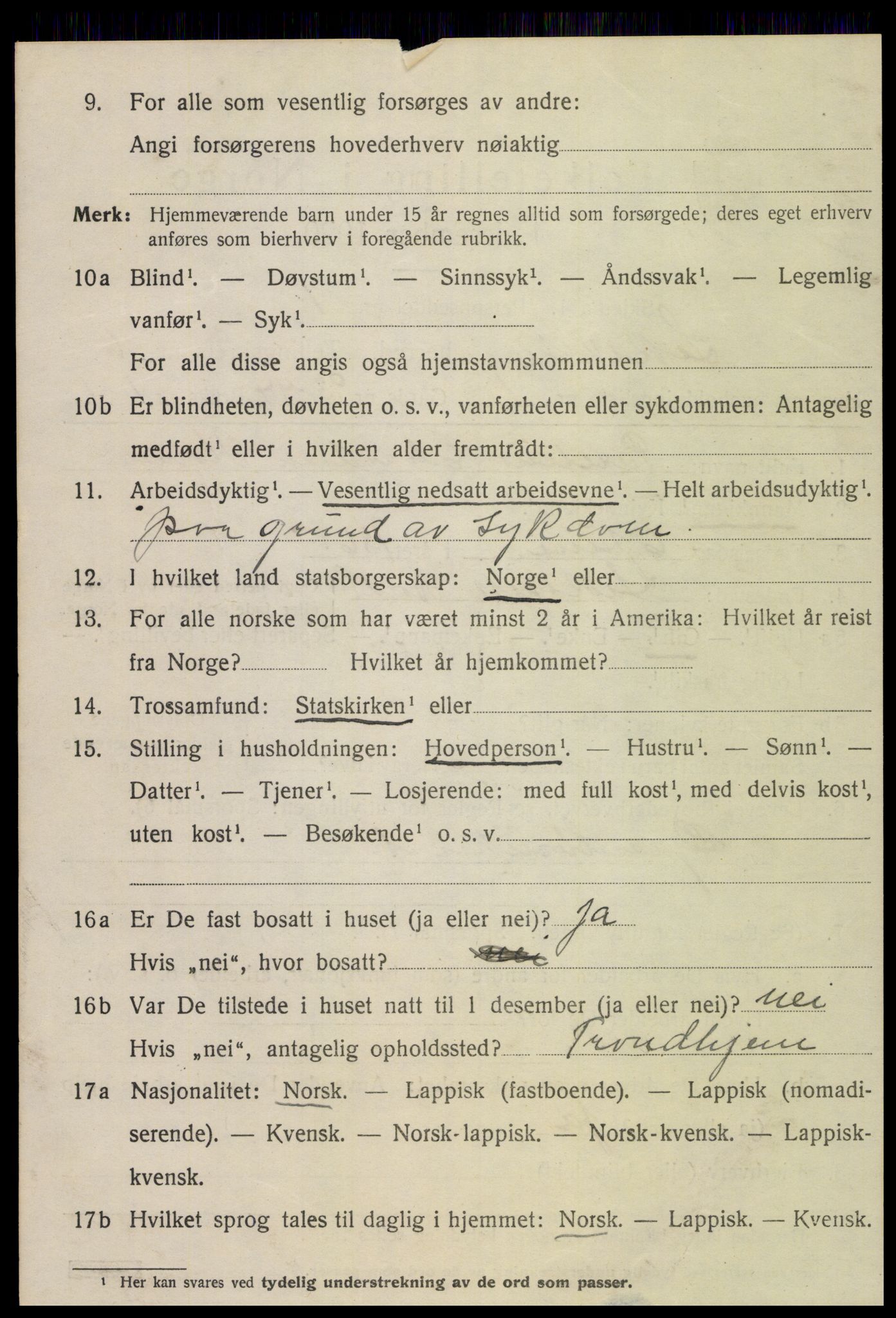 SAT, 1920 census for Leksvik, 1920, p. 5417