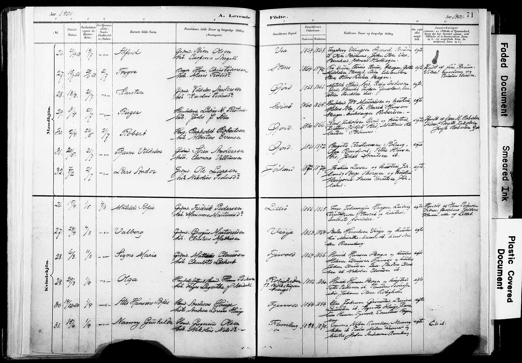 Ministerialprotokoller, klokkerbøker og fødselsregistre - Nordland, AV/SAT-A-1459/891/L1304: Parish register (official) no. 891A09, 1895-1921, p. 71