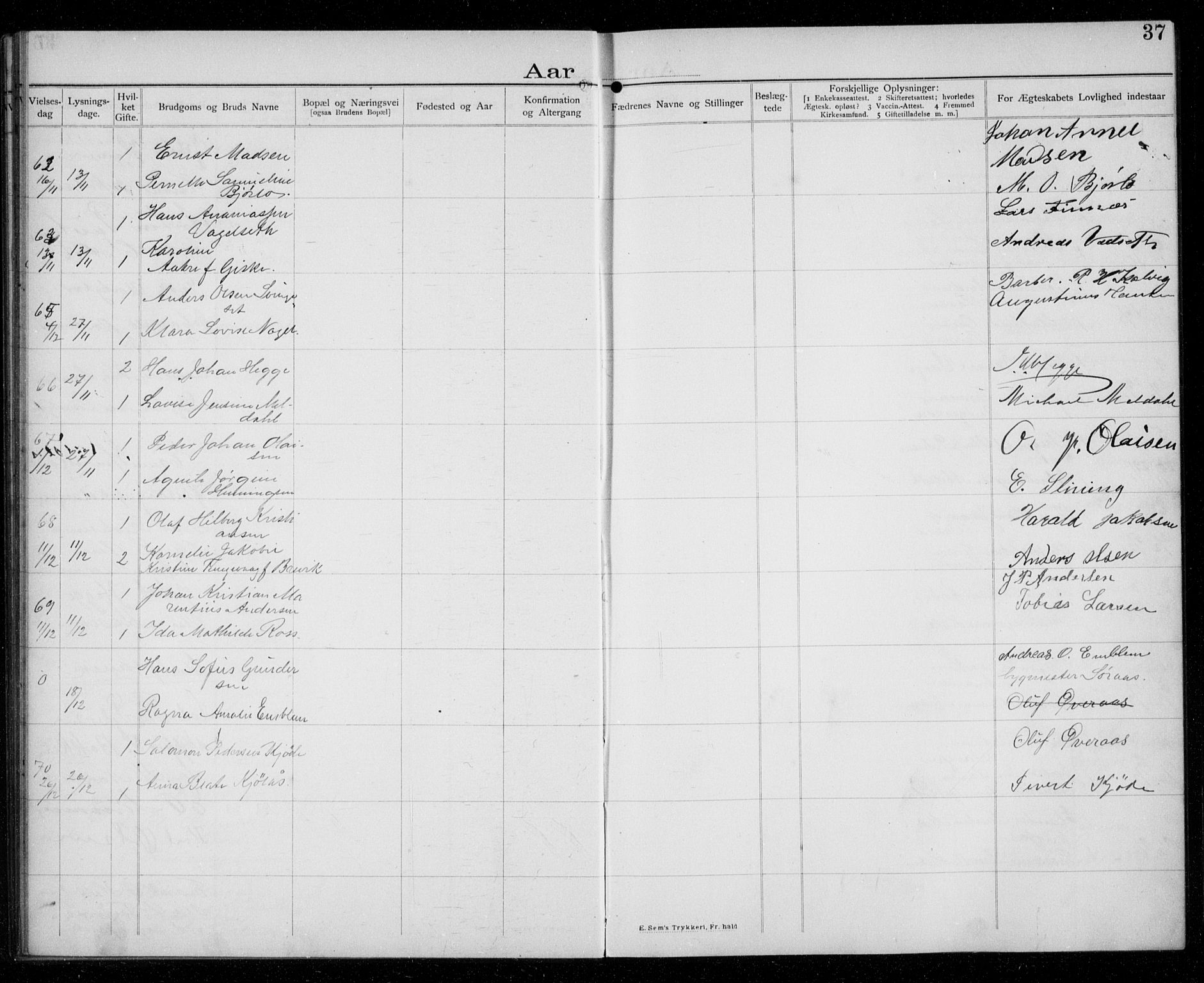 Ministerialprotokoller, klokkerbøker og fødselsregistre - Møre og Romsdal, AV/SAT-A-1454/529/L0458: Banns register no. 529A08, 1901-1918, p. 37