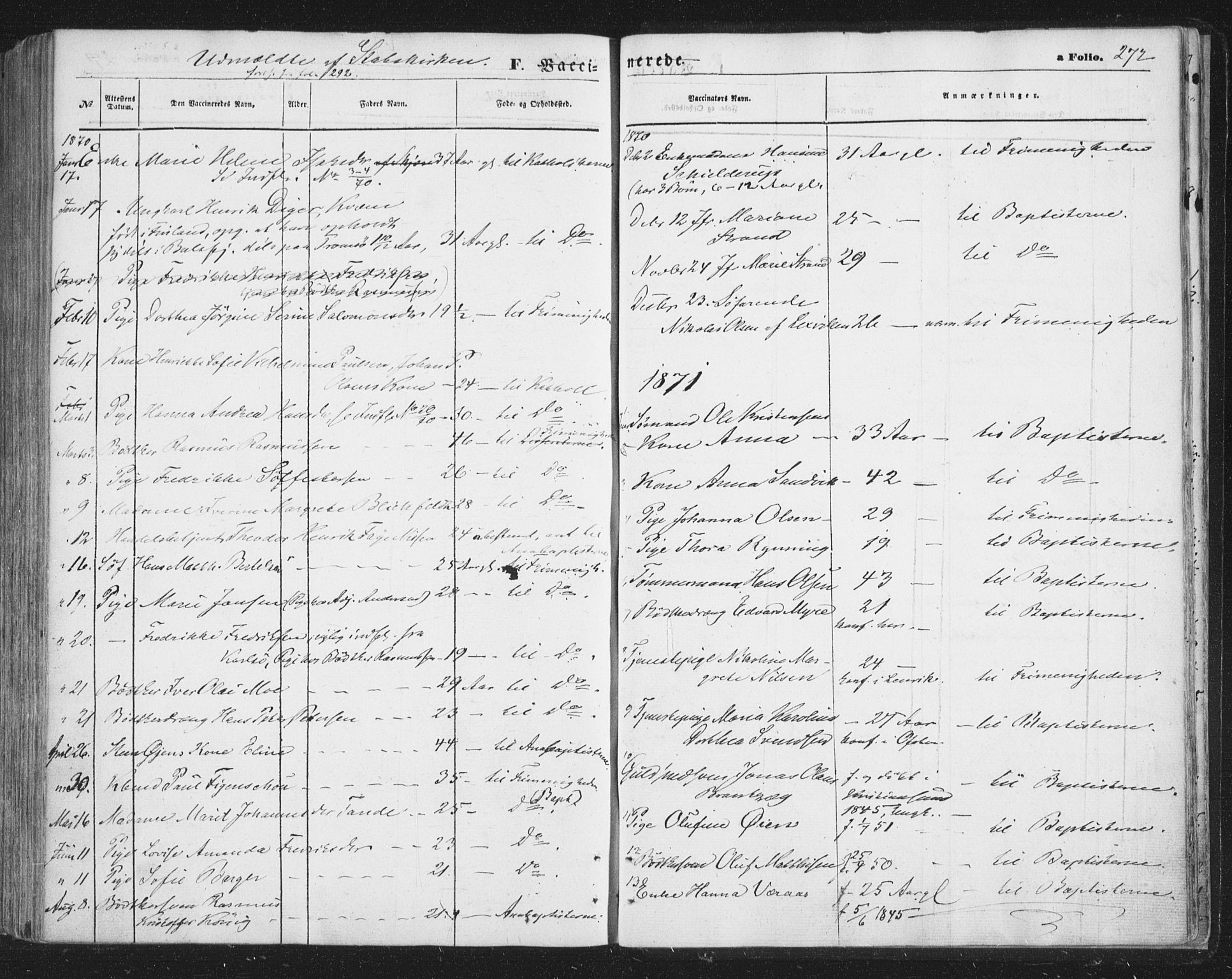 Tromsø sokneprestkontor/stiftsprosti/domprosti, SATØ/S-1343/G/Ga/L0012kirke: Parish register (official) no. 12, 1865-1871, p. 272