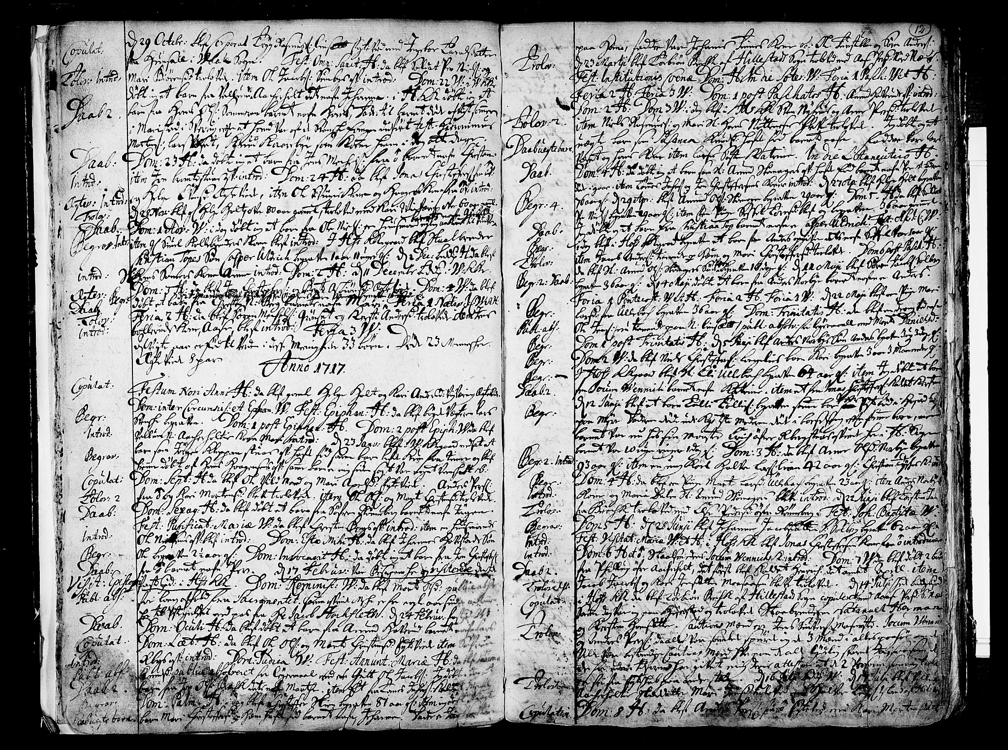 Hof kirkebøker, AV/SAKO-A-64/F/Fa/L0001: Parish register (official) no. I 1, 1704-1745, p. 12