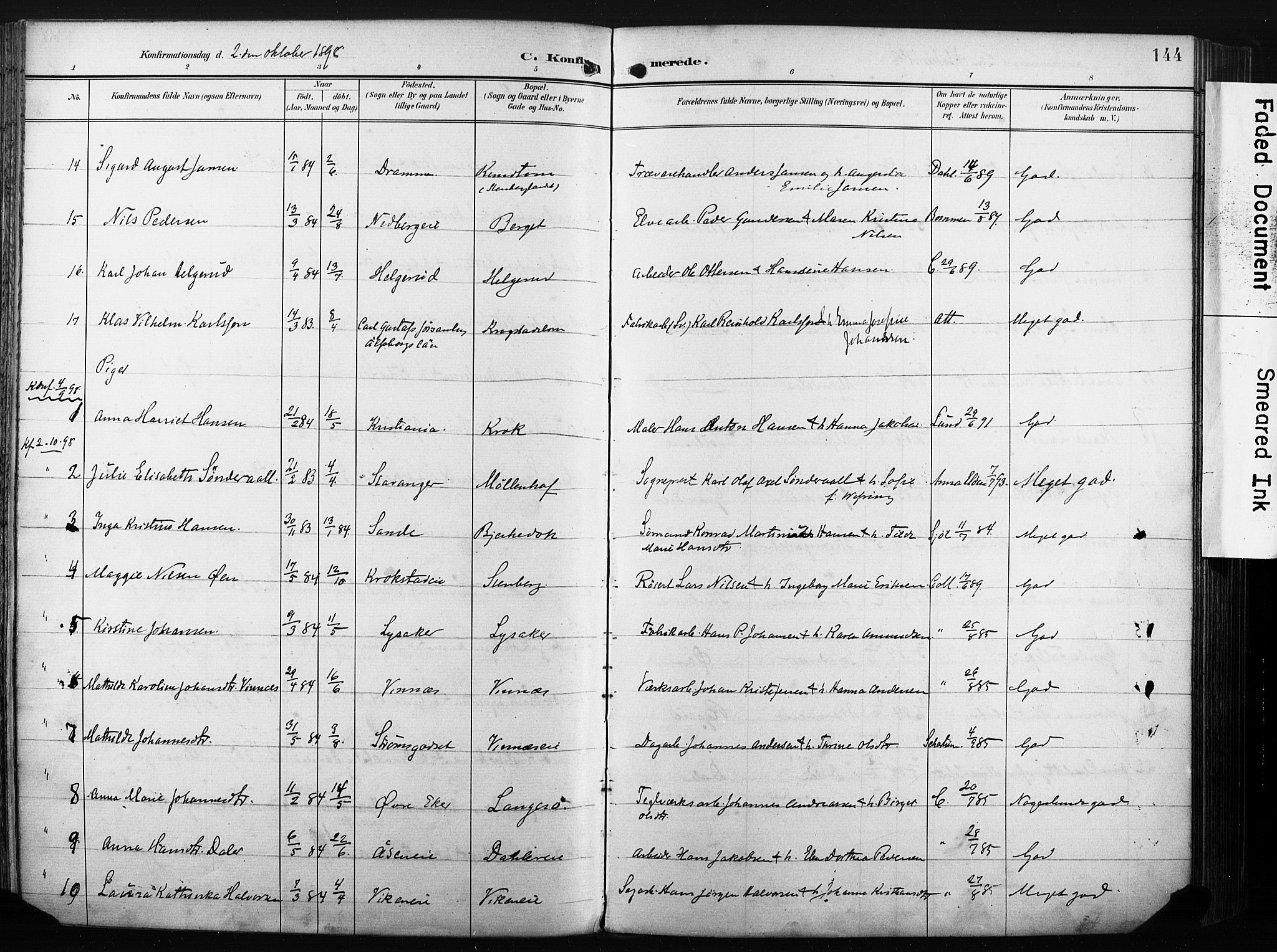 Nedre Eiker kirkebøker, AV/SAKO-A-612/F/Fa/L0005: Parish register (official) no. 5, 1898-1905, p. 144