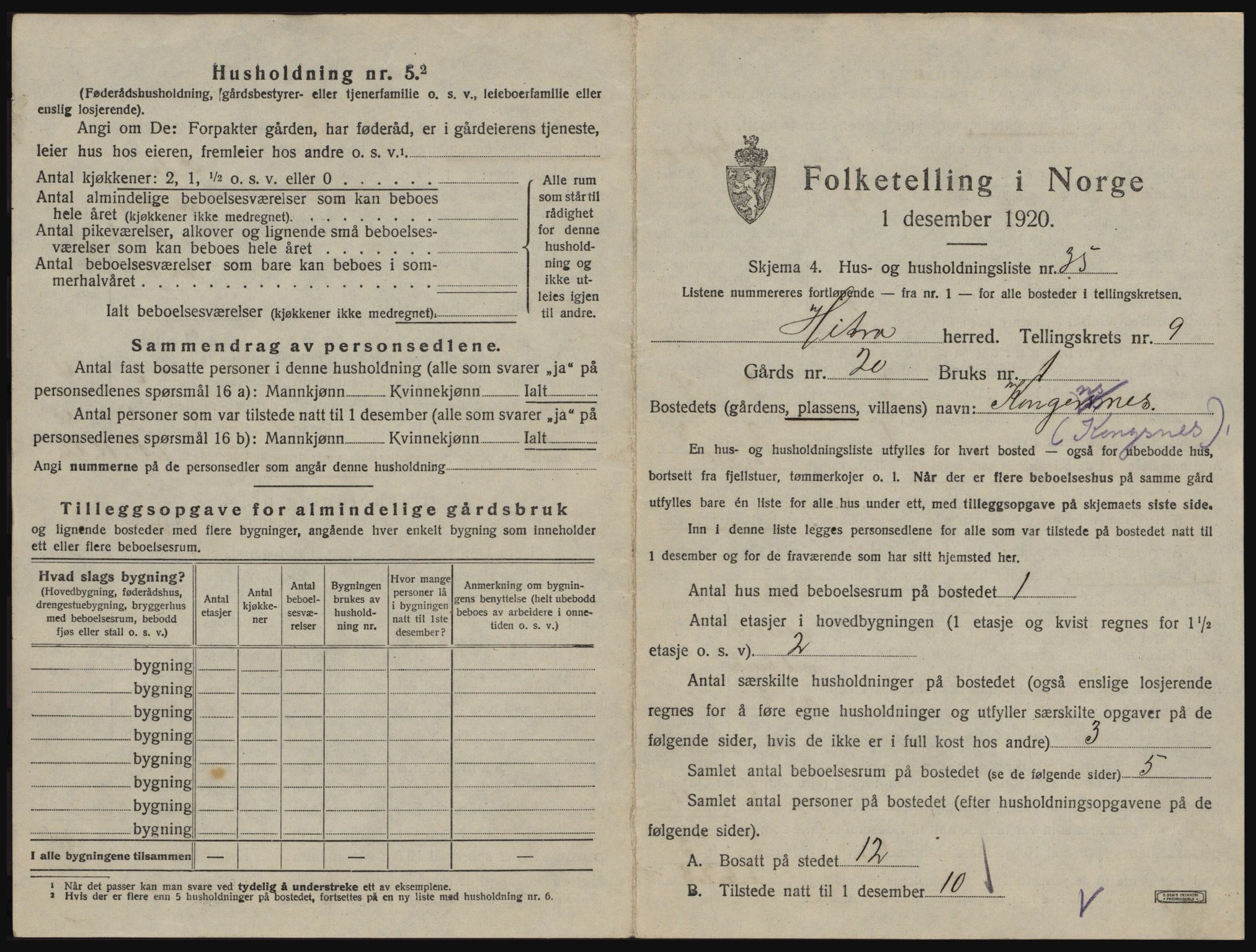 SAT, 1920 census for Hitra, 1920, p. 551