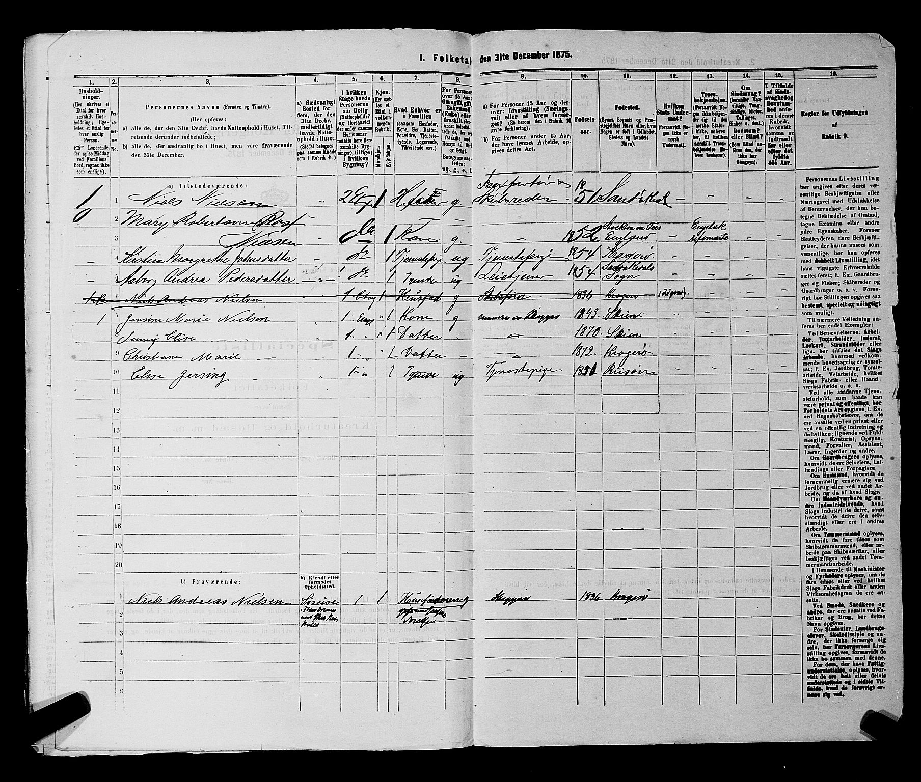 SAKO, 1875 census for 0801P Kragerø, 1875, p. 233