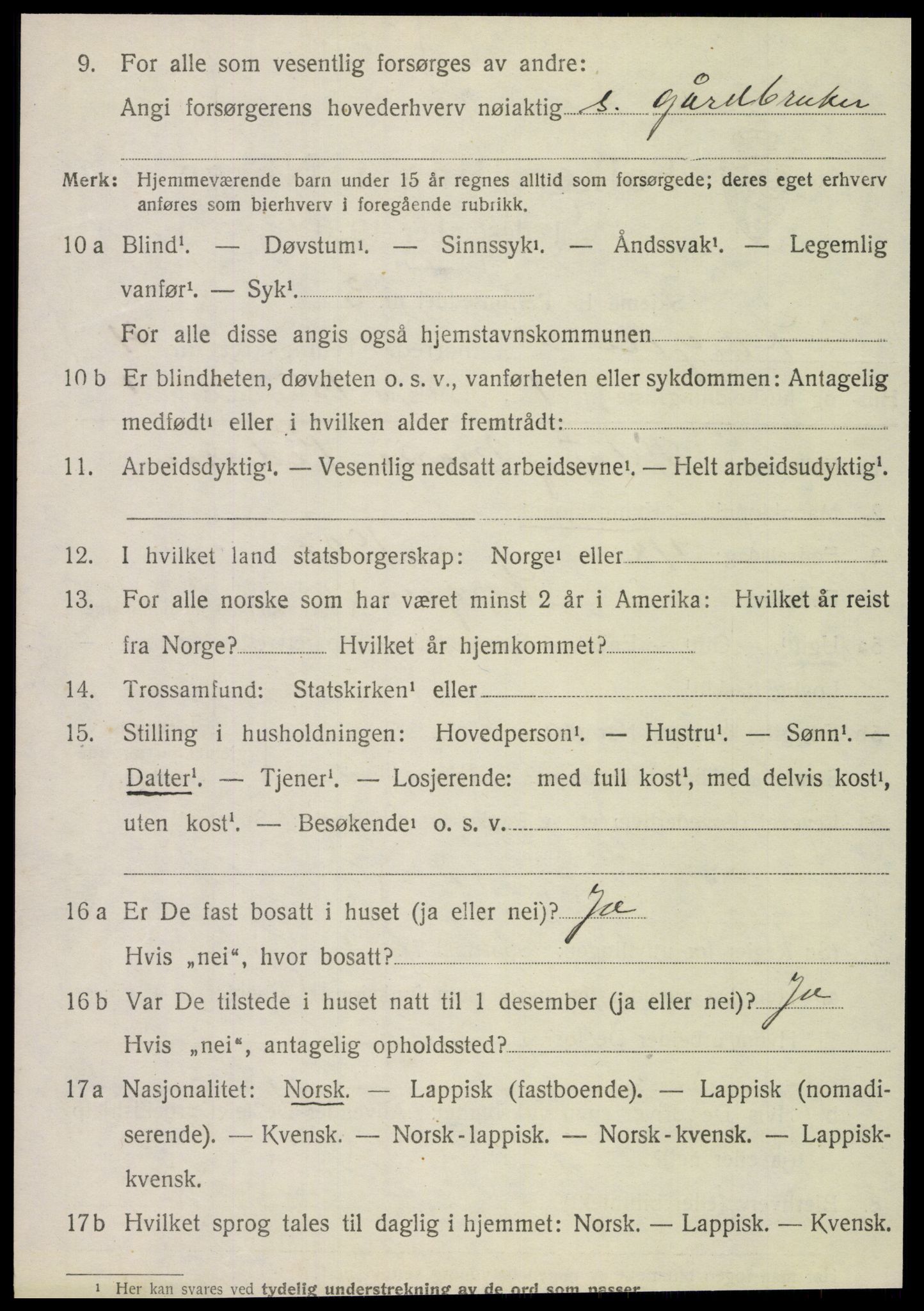 SAT, 1920 census for Korgen, 1920, p. 1745