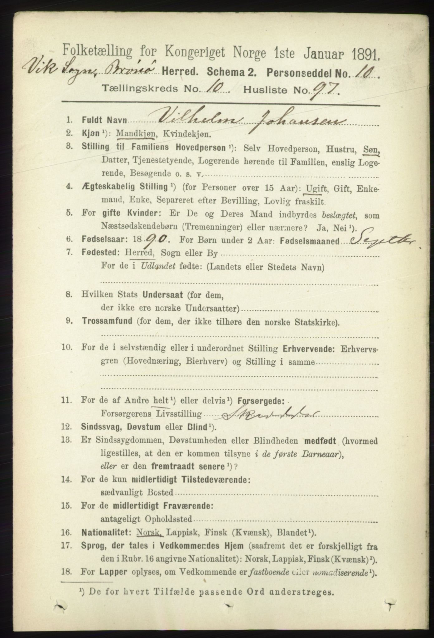 RA, 1891 census for 1814 Brønnøy, 1891, p. 6368