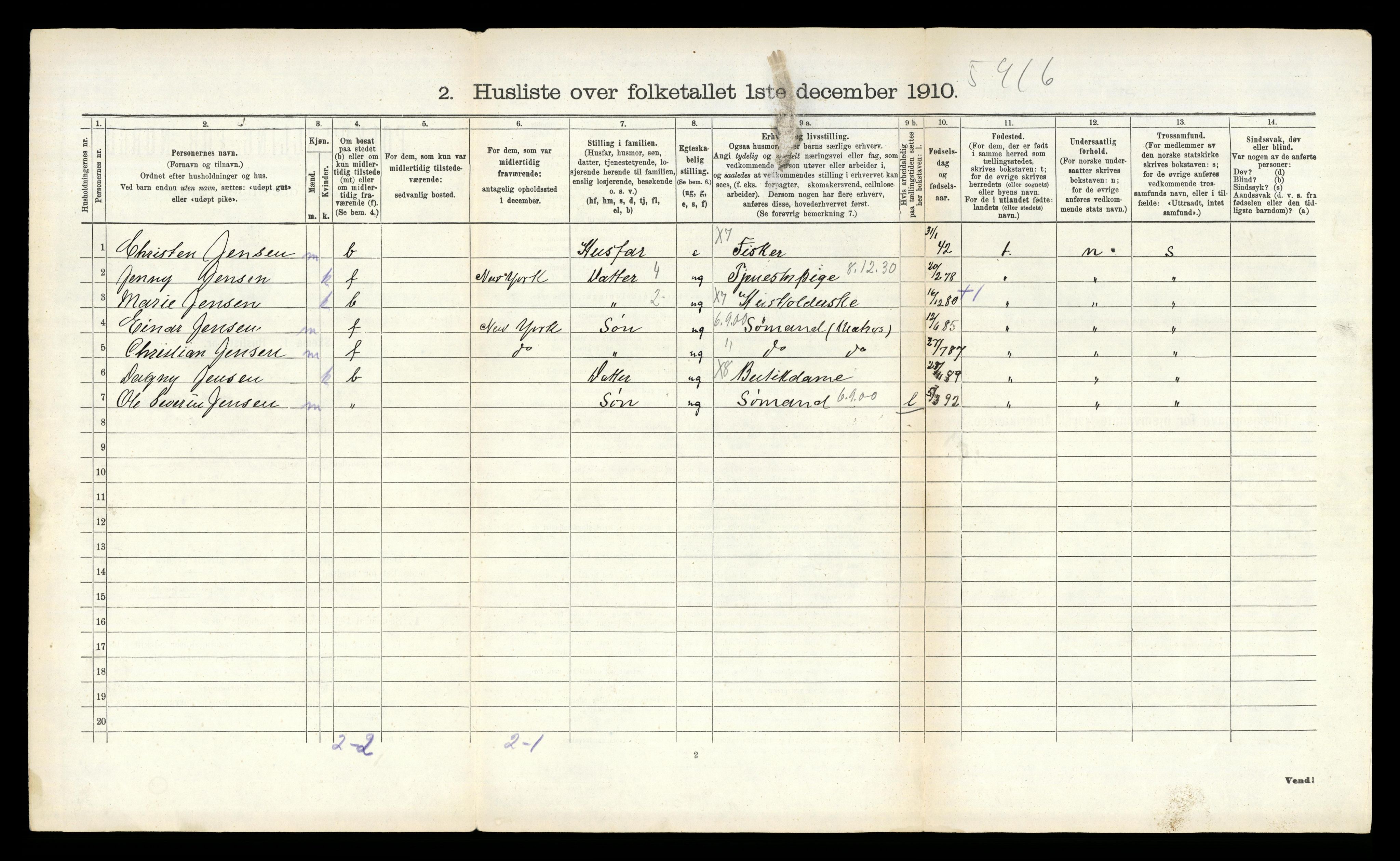 RA, 1910 census for Dypvåg, 1910, p. 233