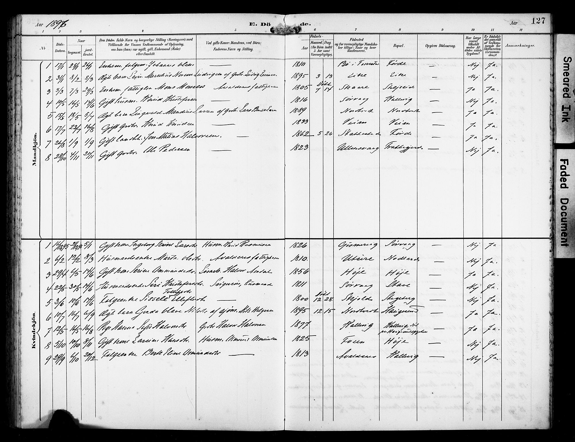 Avaldsnes sokneprestkontor, AV/SAST-A -101851/H/Ha/Hab/L0011: Parish register (copy) no. B 11, 1893-1929, p. 127