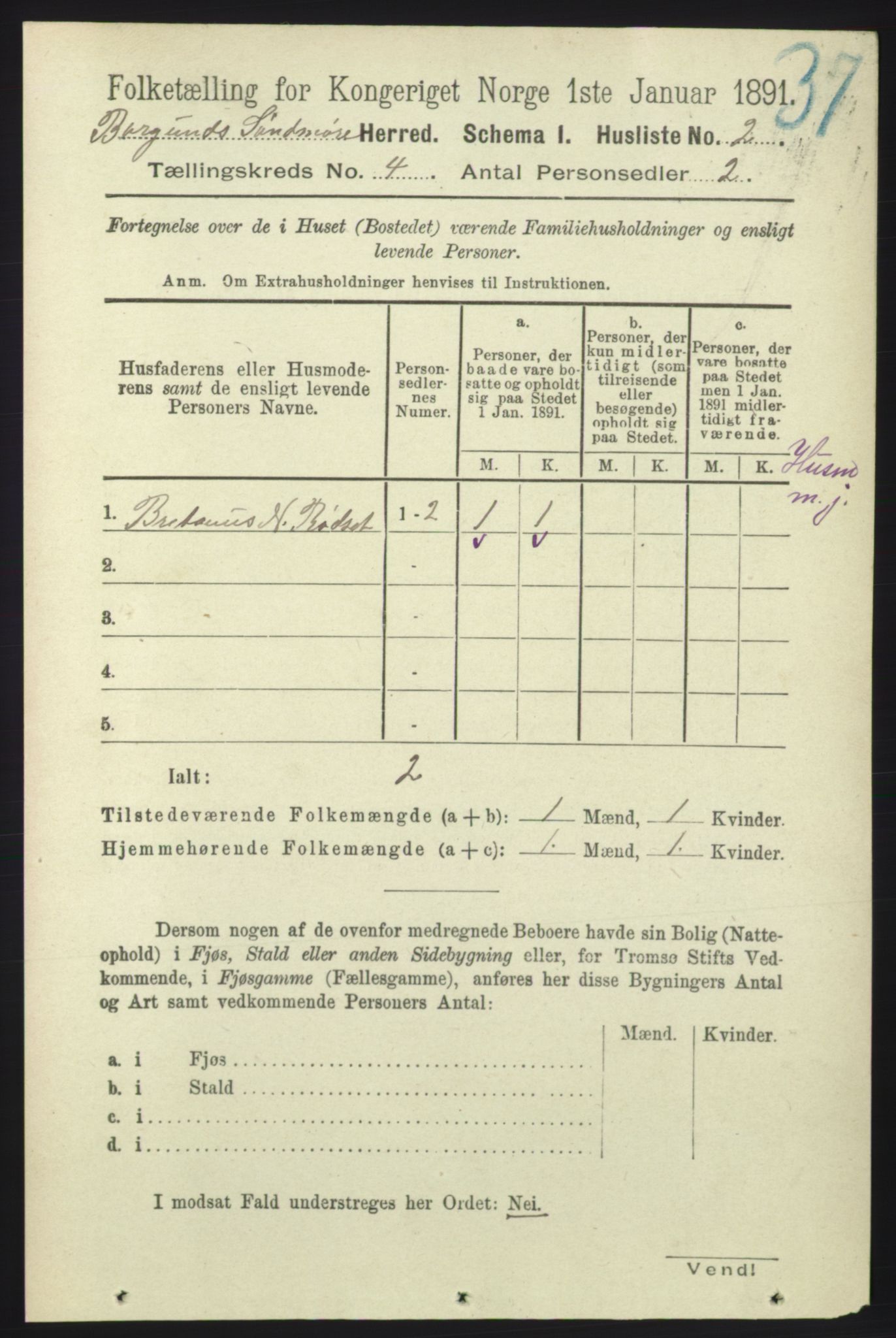 RA, 1891 census for 1531 Borgund, 1891, p. 961