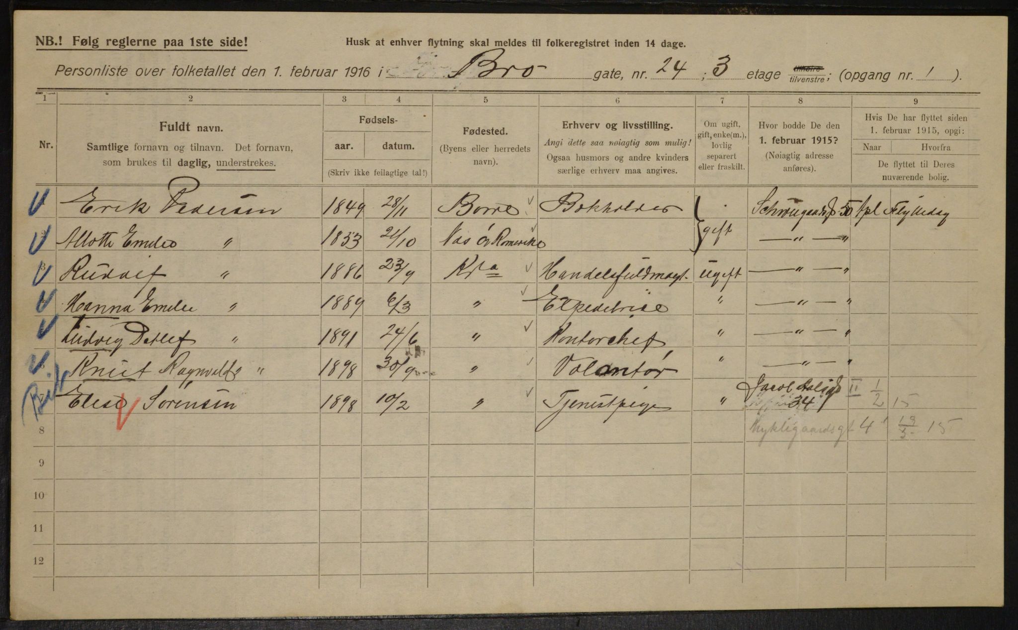 OBA, Municipal Census 1916 for Kristiania, 1916, p. 10113