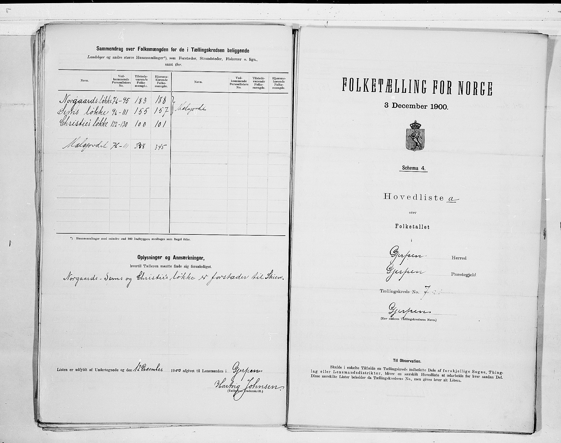 SAKO, 1900 census for Gjerpen, 1900, p. 22