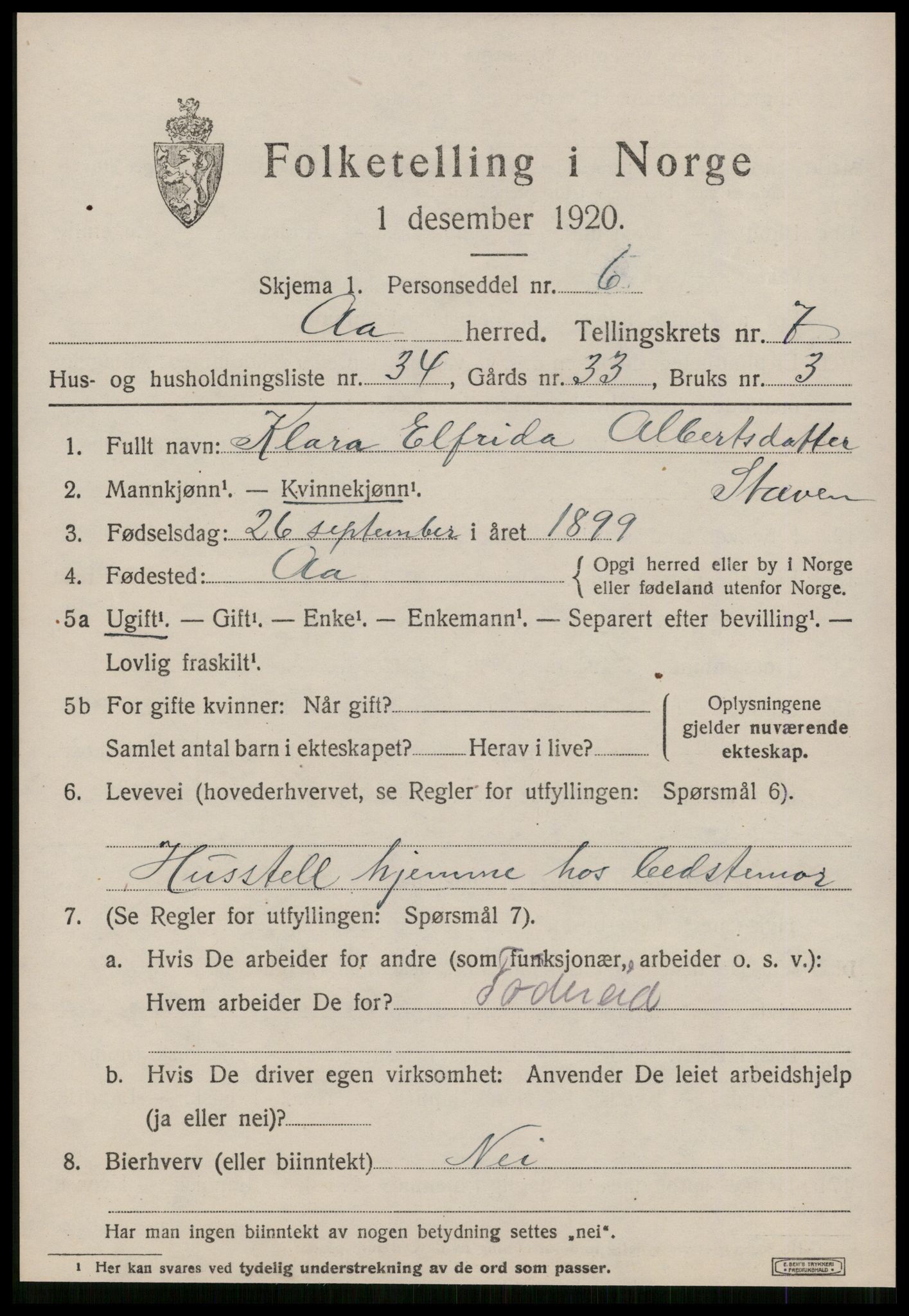 SAT, 1920 census for Å, 1920, p. 3348