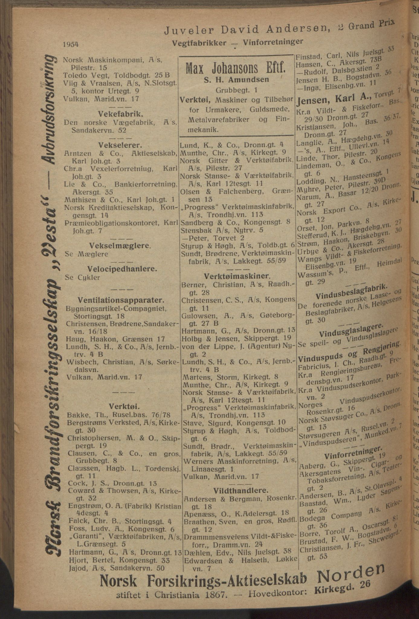 Kristiania/Oslo adressebok, PUBL/-, 1916, p. 1954