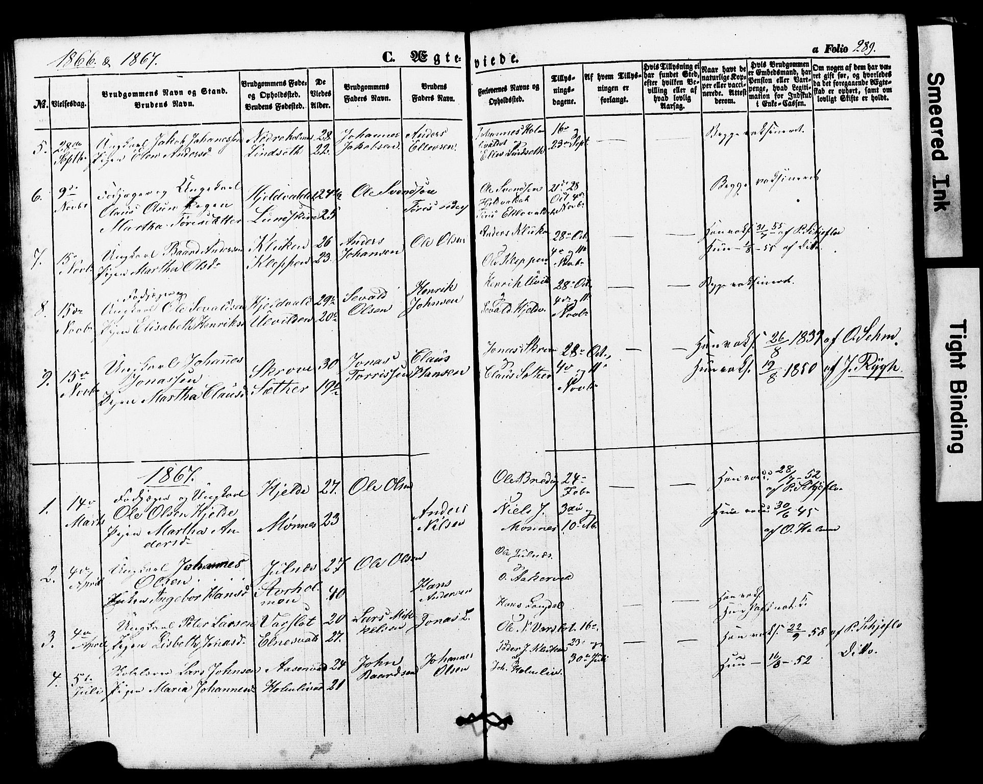 Ministerialprotokoller, klokkerbøker og fødselsregistre - Nord-Trøndelag, SAT/A-1458/724/L0268: Parish register (copy) no. 724C04, 1846-1878, p. 289