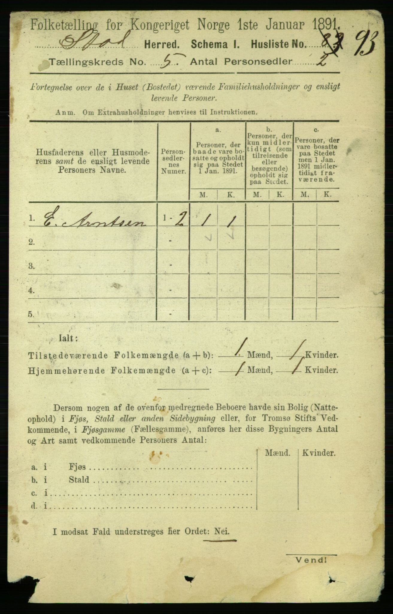 RA, 1891 census for 1734 Stod, 1891, p. 2375