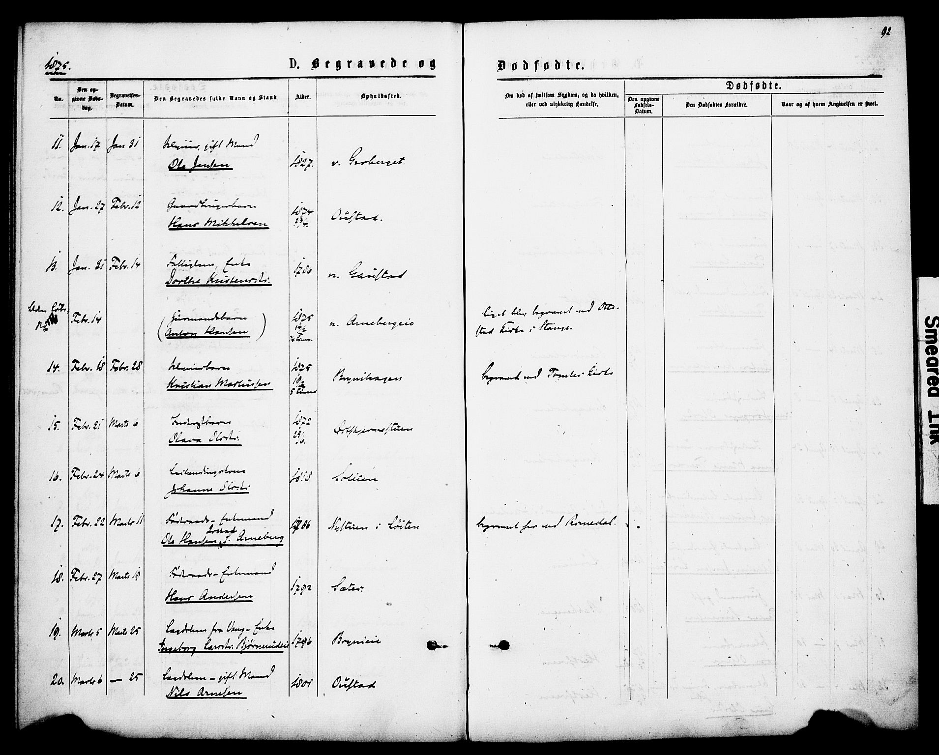 Romedal prestekontor, SAH/PREST-004/K/L0007: Parish register (official) no. 7, 1875-1879, p. 92