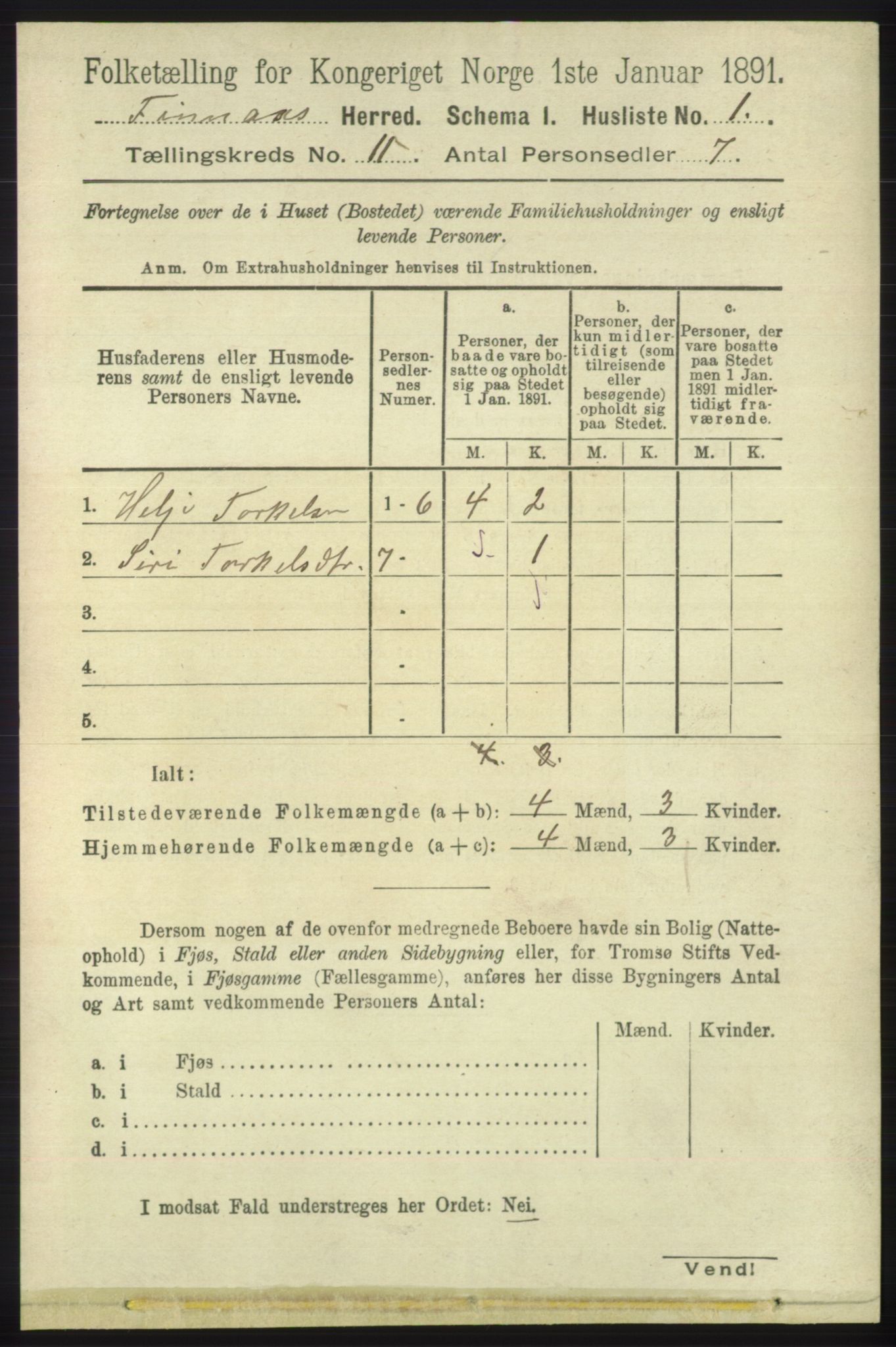 RA, 1891 census for 1218 Finnås, 1891, p. 5103