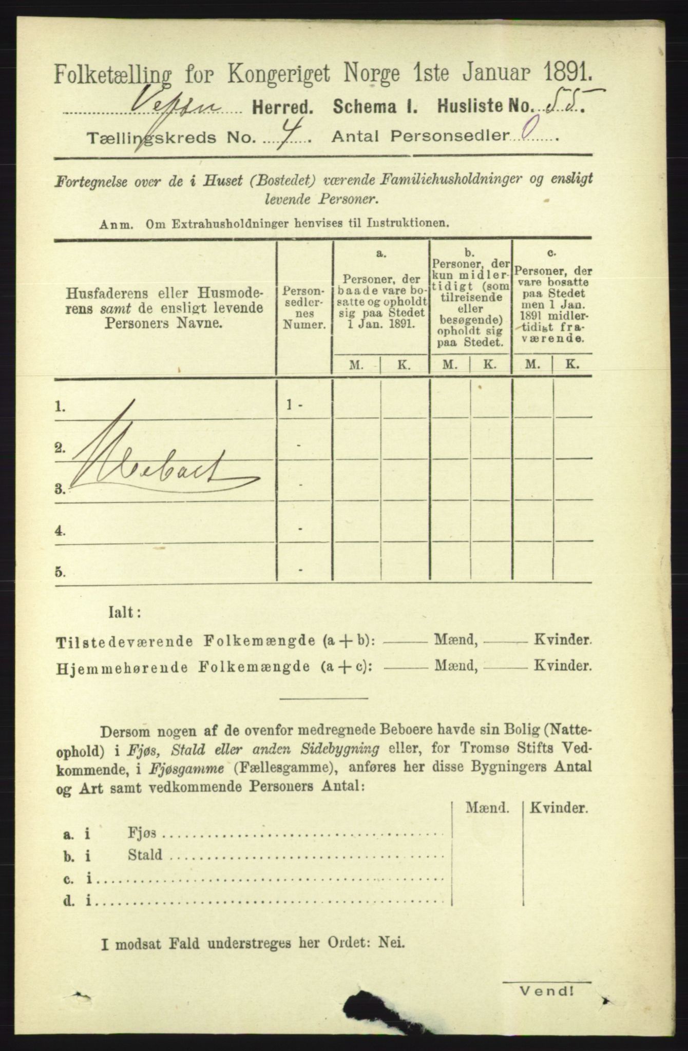 RA, 1891 census for 1824 Vefsn, 1891, p. 1617