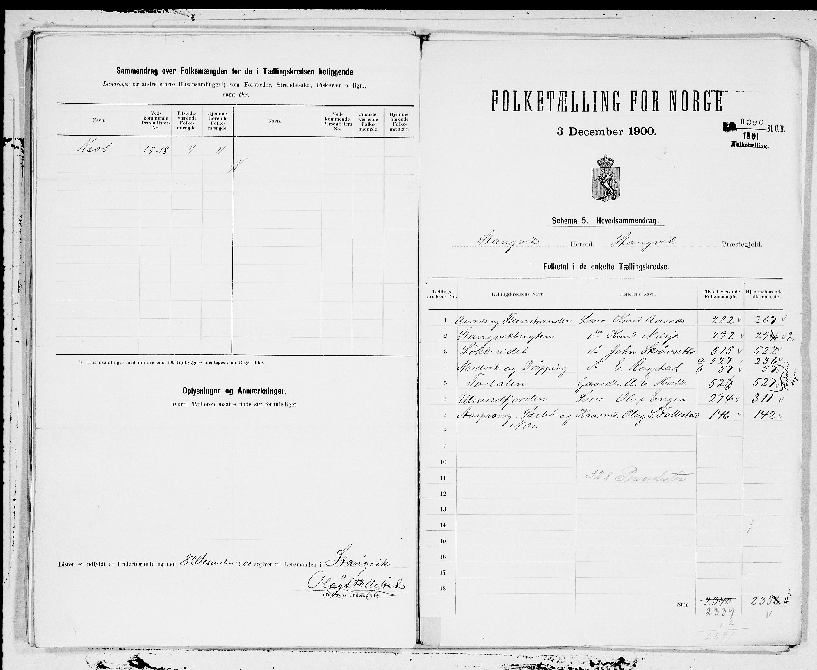 SAT, 1900 census for Stangvik, 1900, p. 18