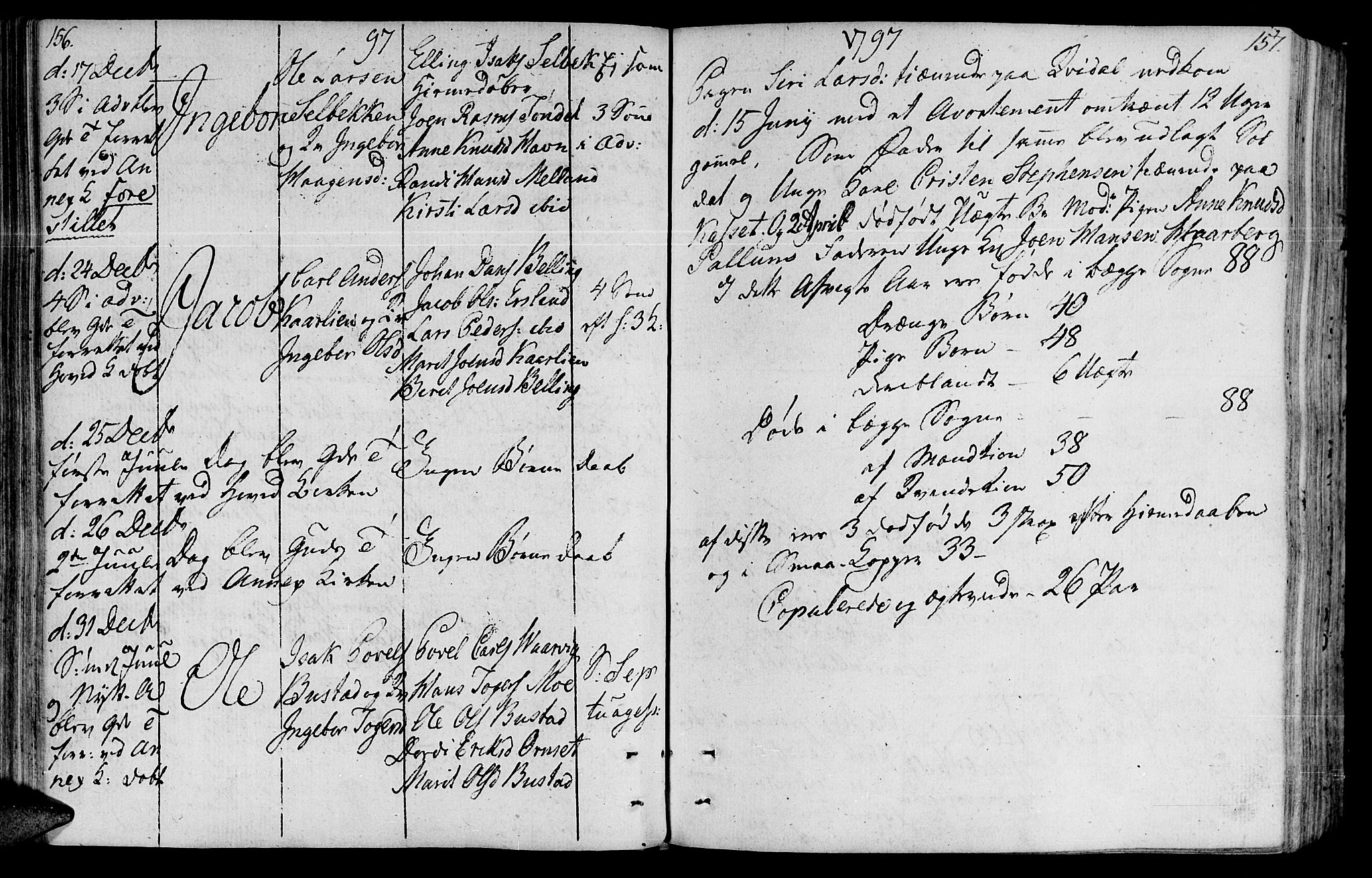 Ministerialprotokoller, klokkerbøker og fødselsregistre - Sør-Trøndelag, SAT/A-1456/646/L0606: Parish register (official) no. 646A04, 1791-1805, p. 156-157