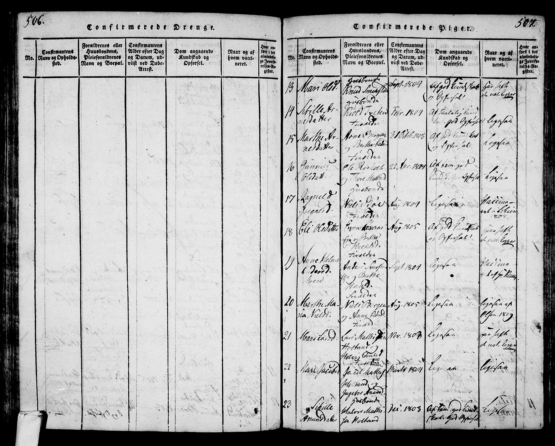 Lardal kirkebøker, AV/SAKO-A-350/F/Fa/L0005: Parish register (official) no. I 5, 1814-1835, p. 506-507