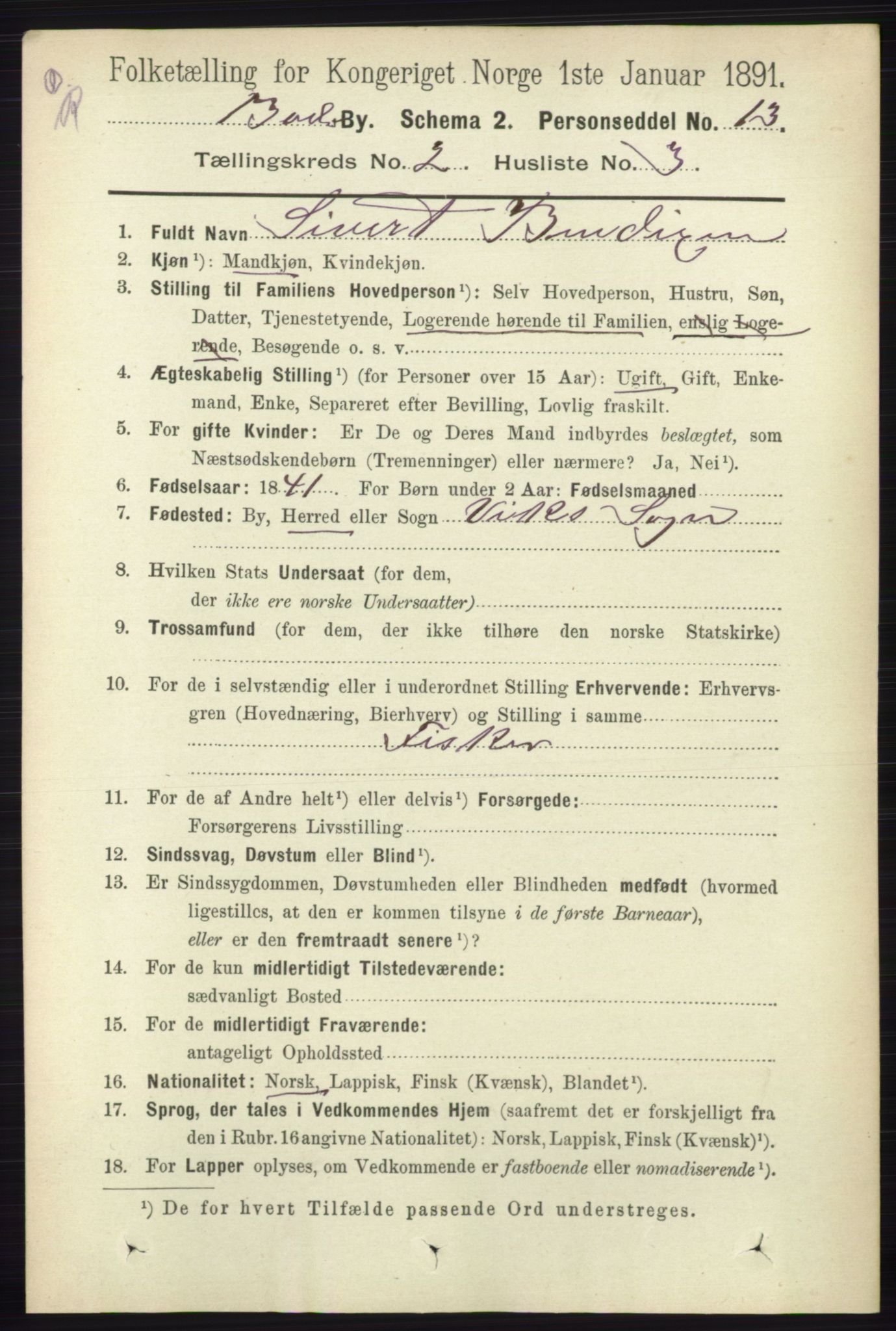 RA, 1891 census for 1804 Bodø, 1891, p. 1026