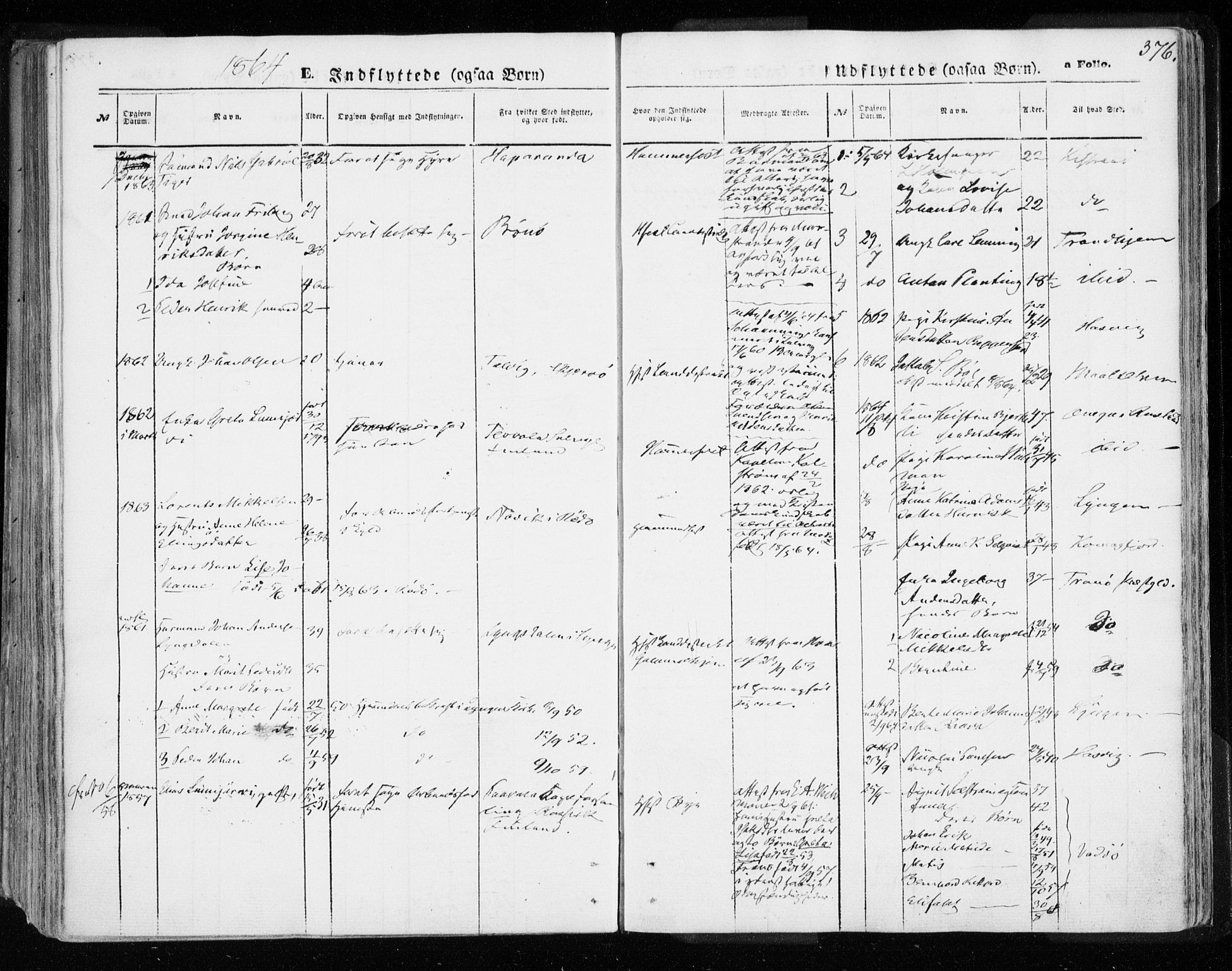 Hammerfest sokneprestkontor, SATØ/S-1347/H/Ha/L0005.kirke: Parish register (official) no. 5, 1857-1869, p. 376