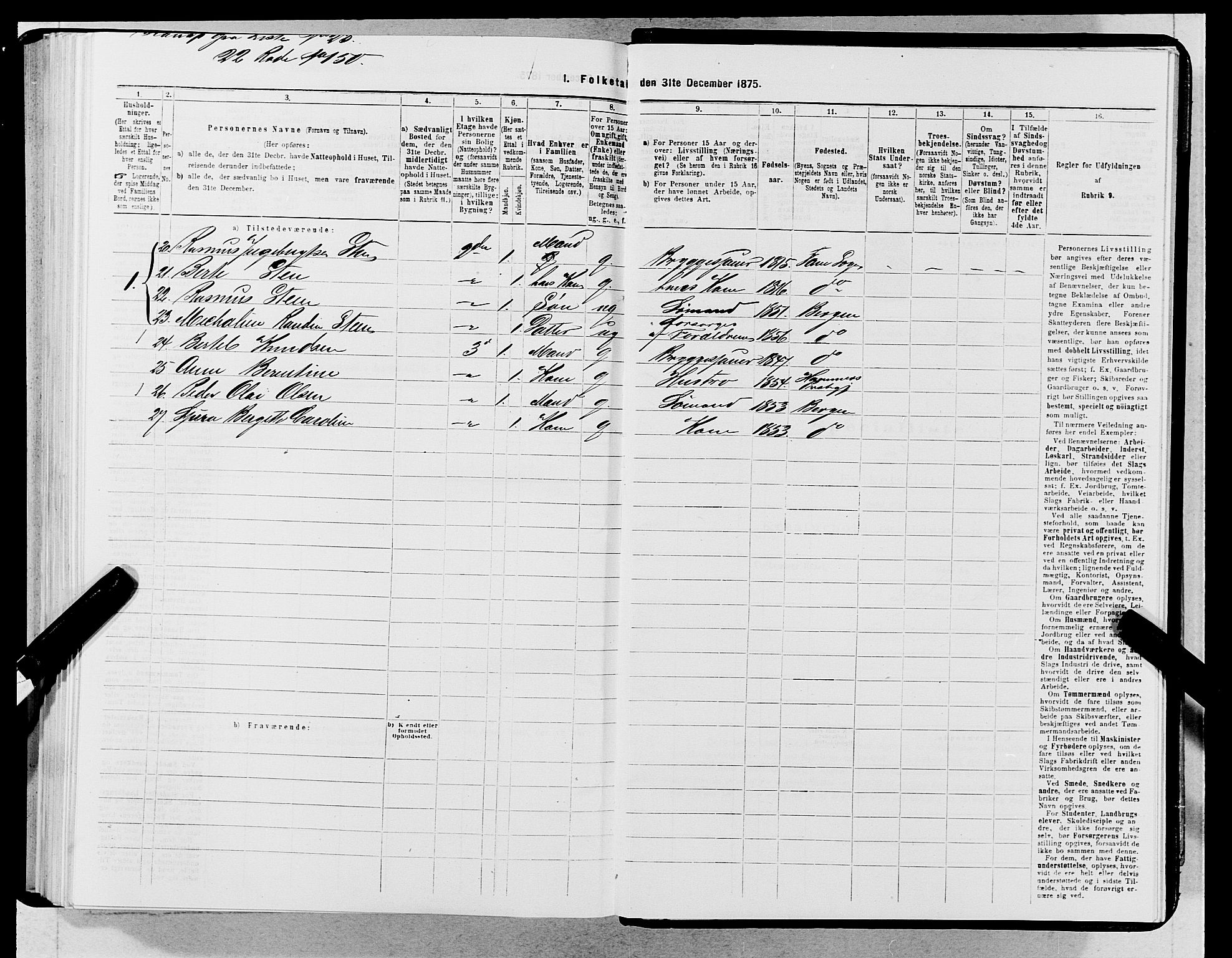 SAB, 1875 census for 1301 Bergen, 1875, p. 5155