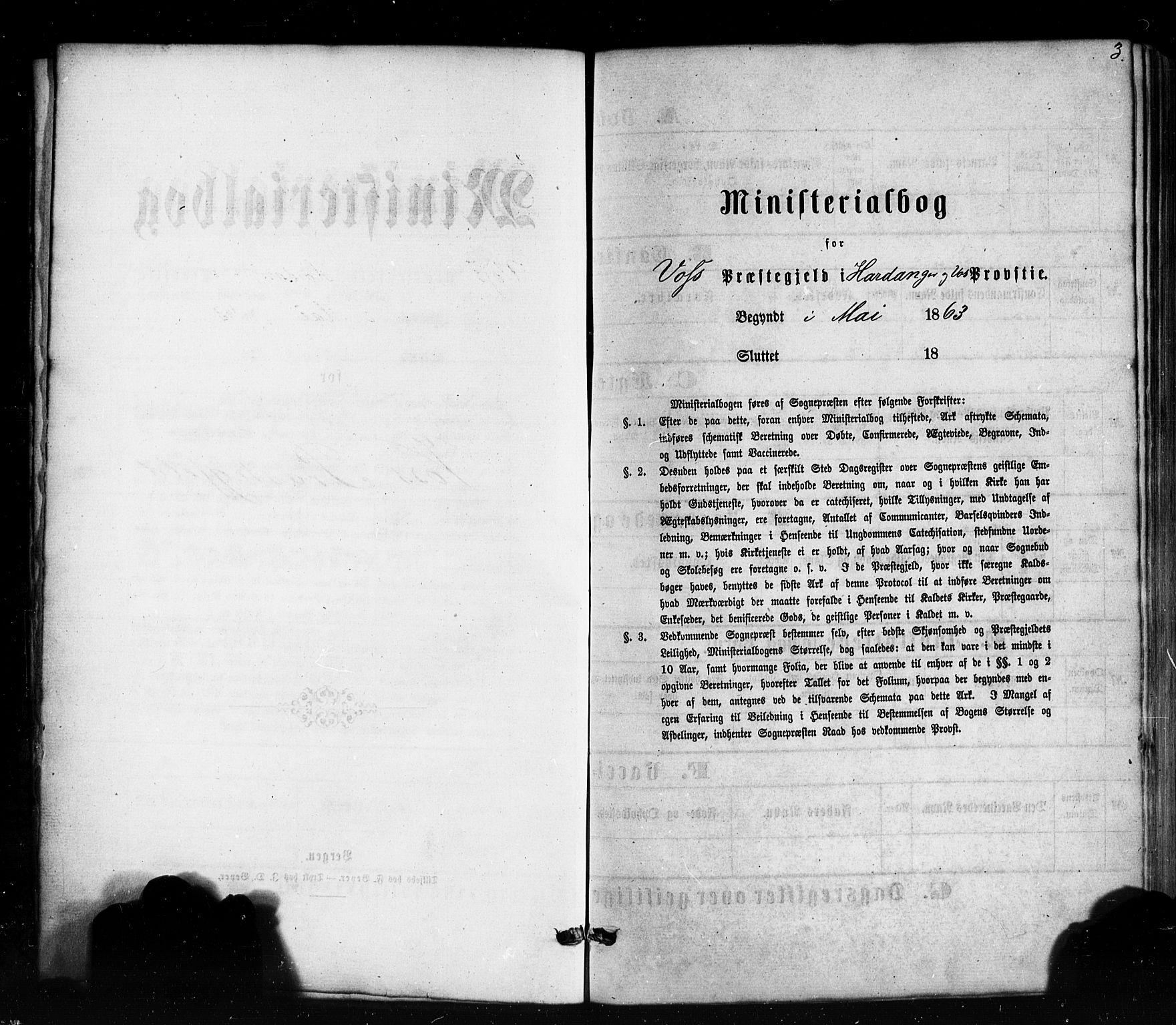 Voss sokneprestembete, SAB/A-79001/H/Haa: Parish register (official) no. A 17, 1863-1886, p. 3