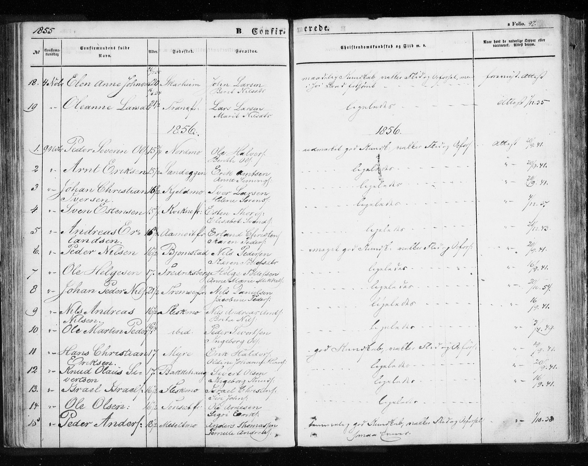 Målselv sokneprestembete, SATØ/S-1311/G/Ga/Gaa/L0003kirke: Parish register (official) no. 3, 1853-1863, p. 97
