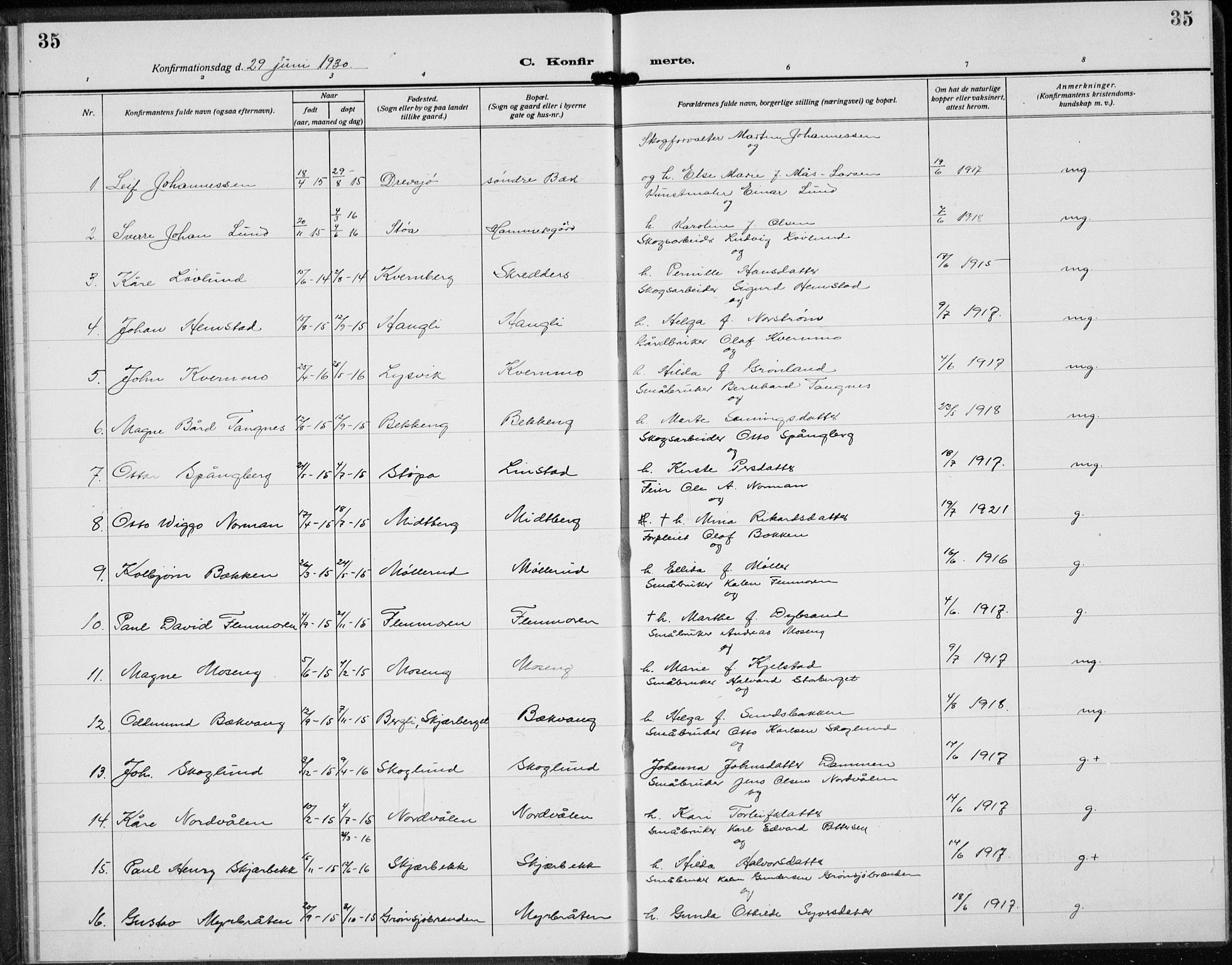Trysil prestekontor, AV/SAH-PREST-046/H/Ha/Hab/L0010: Parish register (copy) no. 10, 1917-1937, p. 35