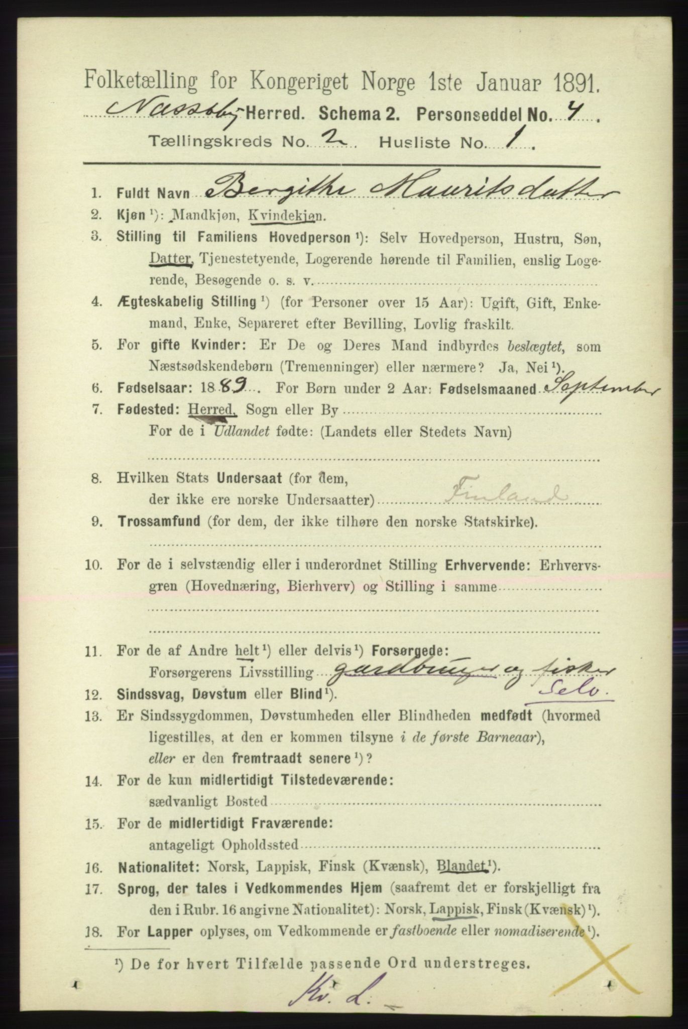 RA, 1891 census for 2027 Nesseby, 1891, p. 640