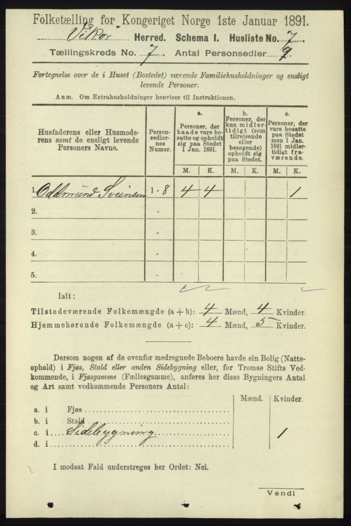 RA, 1891 census for 1238 Vikør, 1891, p. 2206