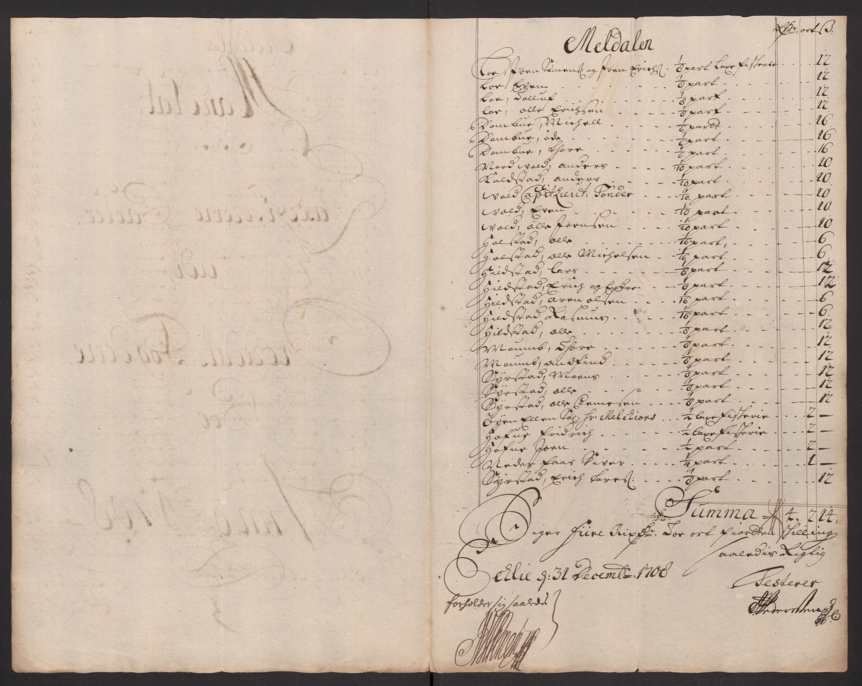 Rentekammeret inntil 1814, Reviderte regnskaper, Fogderegnskap, AV/RA-EA-4092/R60/L3958: Fogderegnskap Orkdal og Gauldal, 1708, p. 262